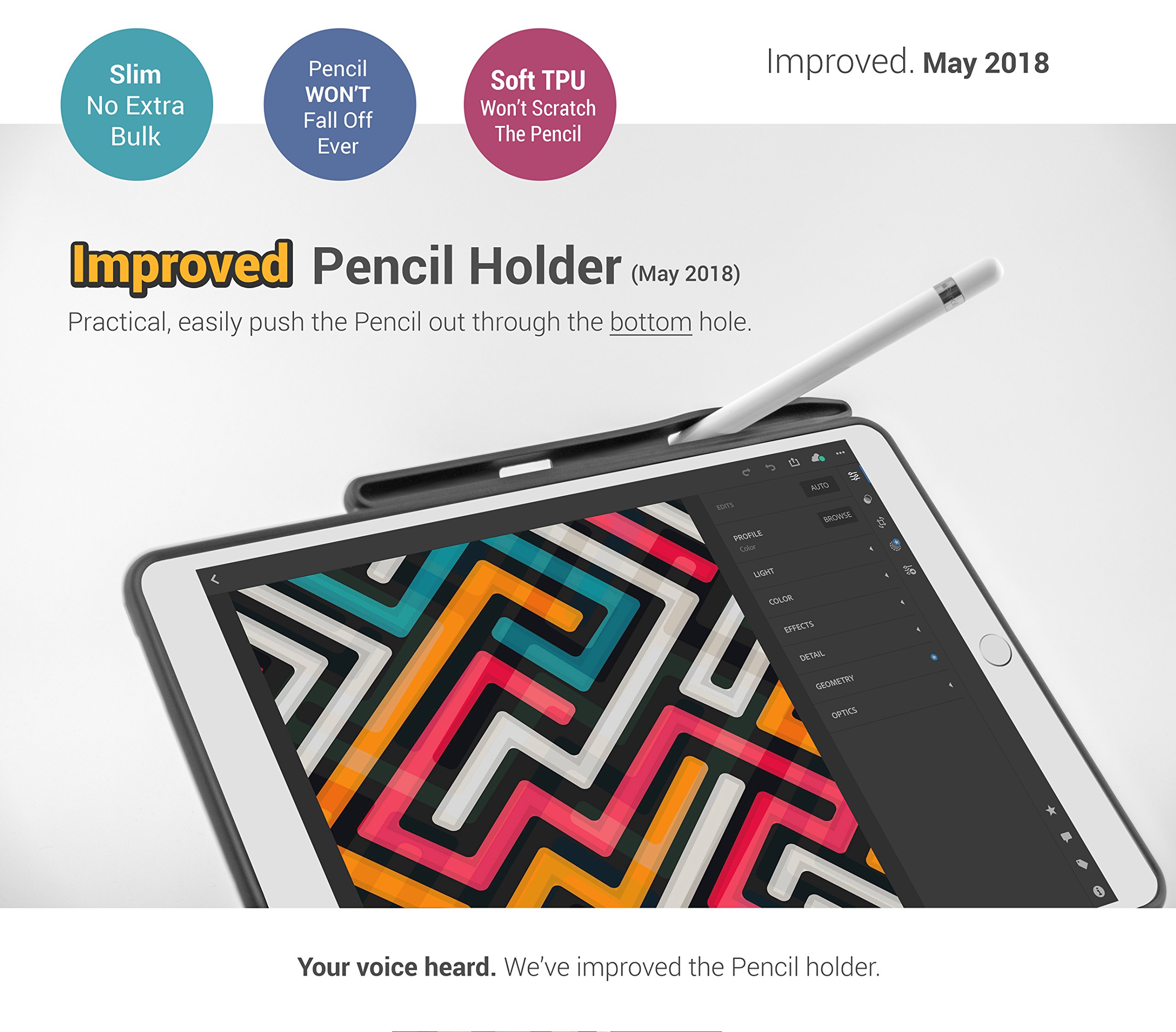TineeOwl iPad Pro/Air 3 (10.5-inch) Protective Case with Apple Pencil Holder - Ultra Slim & Lightweight, Compatible with Apple Smart Keyboard & Smart Cover (Clear/Black) - Perfect for Work, Study & Travel
