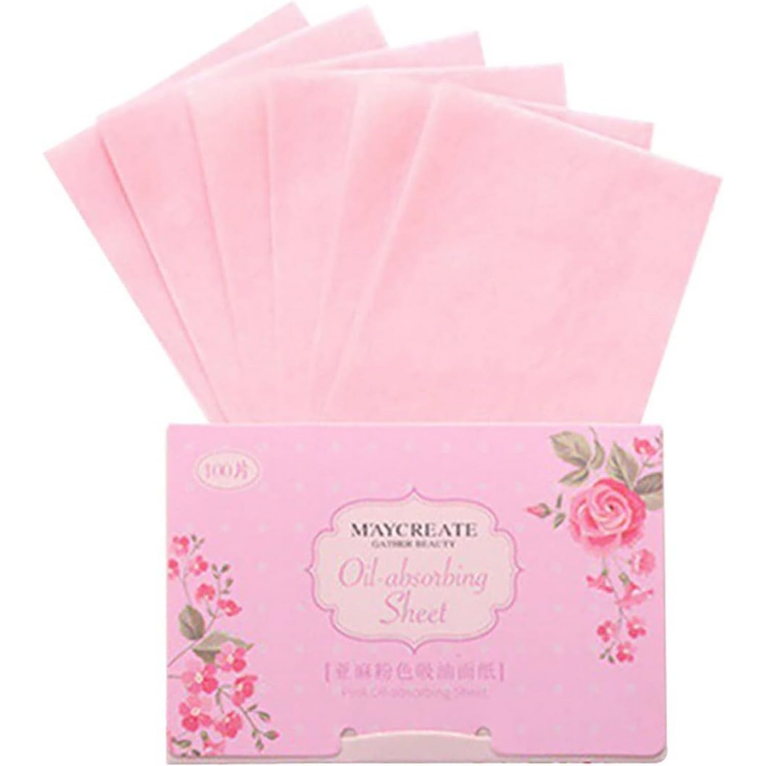 KICHKER Oil Absorbing Sheets for Face - 100pcs Bamboo Charcoal & Green Tea Blotting Papers | Natural Oil Control for Oily & Acne-Prone Skin | Perfect for On-the-Go, Gym, Travel & Everyday Use (Rose Pink, 100 Sheets)
