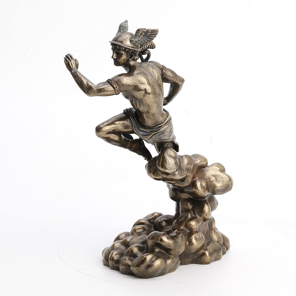 Veronese Design Hermes Greek God Statue - Bronze Finish Travel, Luck & Commerce Deity Sculpture for Home Decor, Office & Mythology Enthusiasts