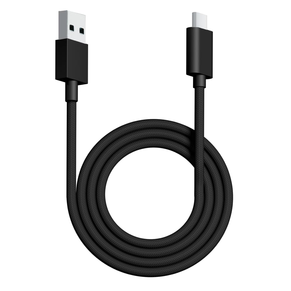 PWNAGE Ultra Flexible USB C Cable - Double-Sleeved Paracord for Gaming Keyboard & Mouse - 1.8M USB-A to USB-C Charging Cable (Black) - Perfect for Esports, Mechanical Keyboards & Fast Charging Devices