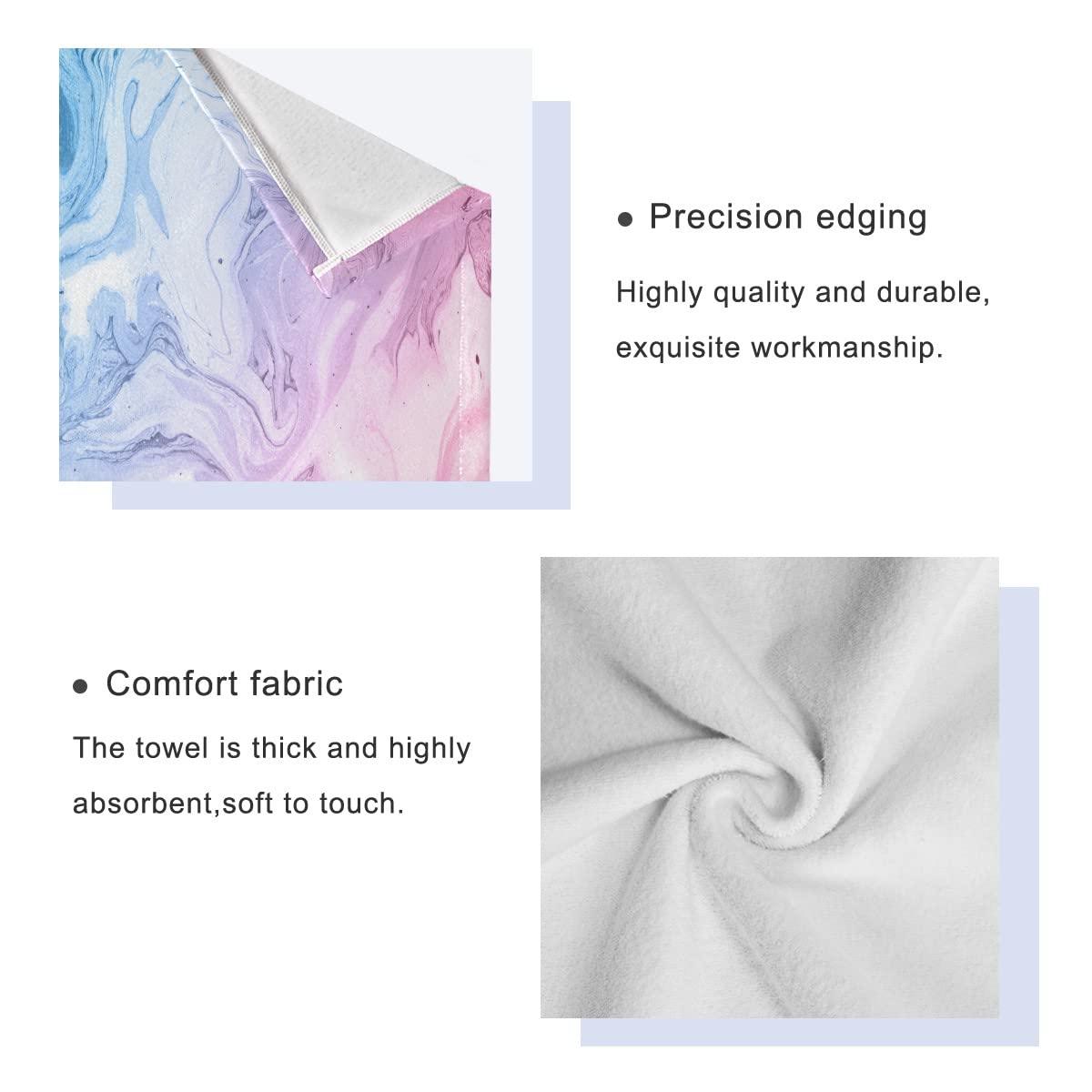 Premium 3-Piece Abstract Marble Bath Towel Set - Super Absorbent, Soft & Quick-Drying - Perfect for Bathroom, Beach, Gym & Pool Use - Pink & Blue Decorative Towels for Spa, Travel & Home Decor