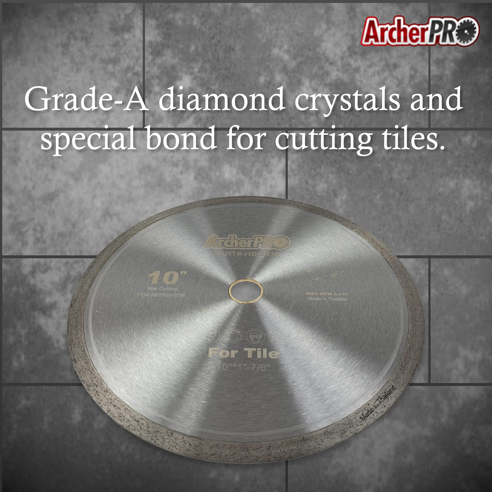 Archer PRO 4.5-Inch Continuous Rim Diamond Blade - Premium Wet Tile Saw Blade for Porcelain & Ceramic Cutting - 7/8-Inch Arbor Compatible with Angle Grinders - Perfect for Bathroom Renovations, Kitchen Backsplashes & Floor Tile Installations