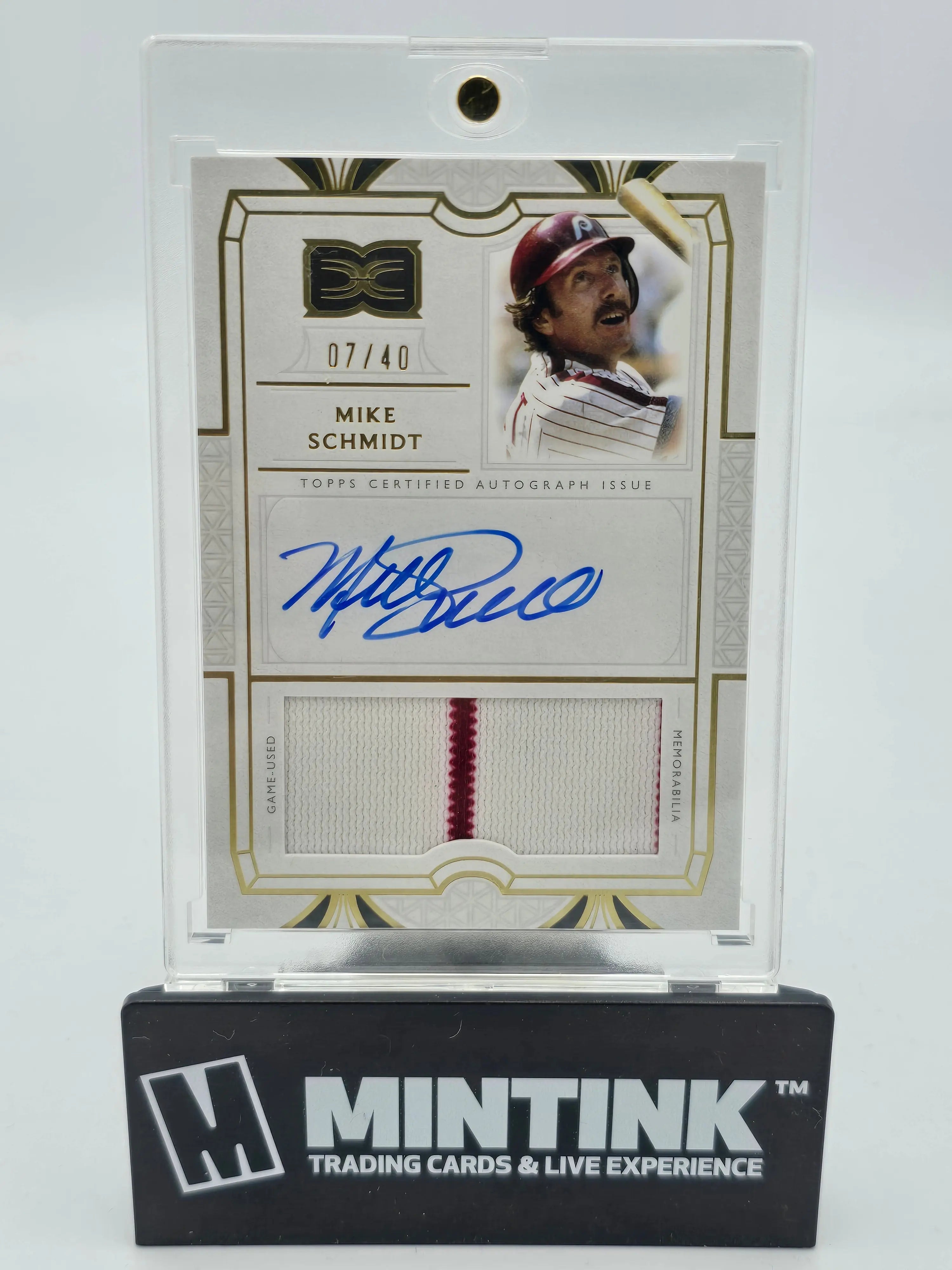 2024 Topps Definitive Baseball Mike Schmidt Dual Relic Gold Foil Autograph Card /40 - Rare Collectible for Baseball Fans & Sports Memorabilia Enthusiasts - Perfect for Display, Investment, and Trading