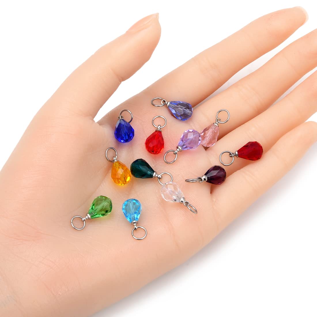 30pcs 10mm Amethyst Loose Beads - February Birthstone, Austrian Teardrop Pear Crystal Pendant Beads with Jump Rings for Jewelry Making, DIY Crafts, Necklaces & Bracelets - Perfect for Birthdays, Gifts & Fashion Accessories