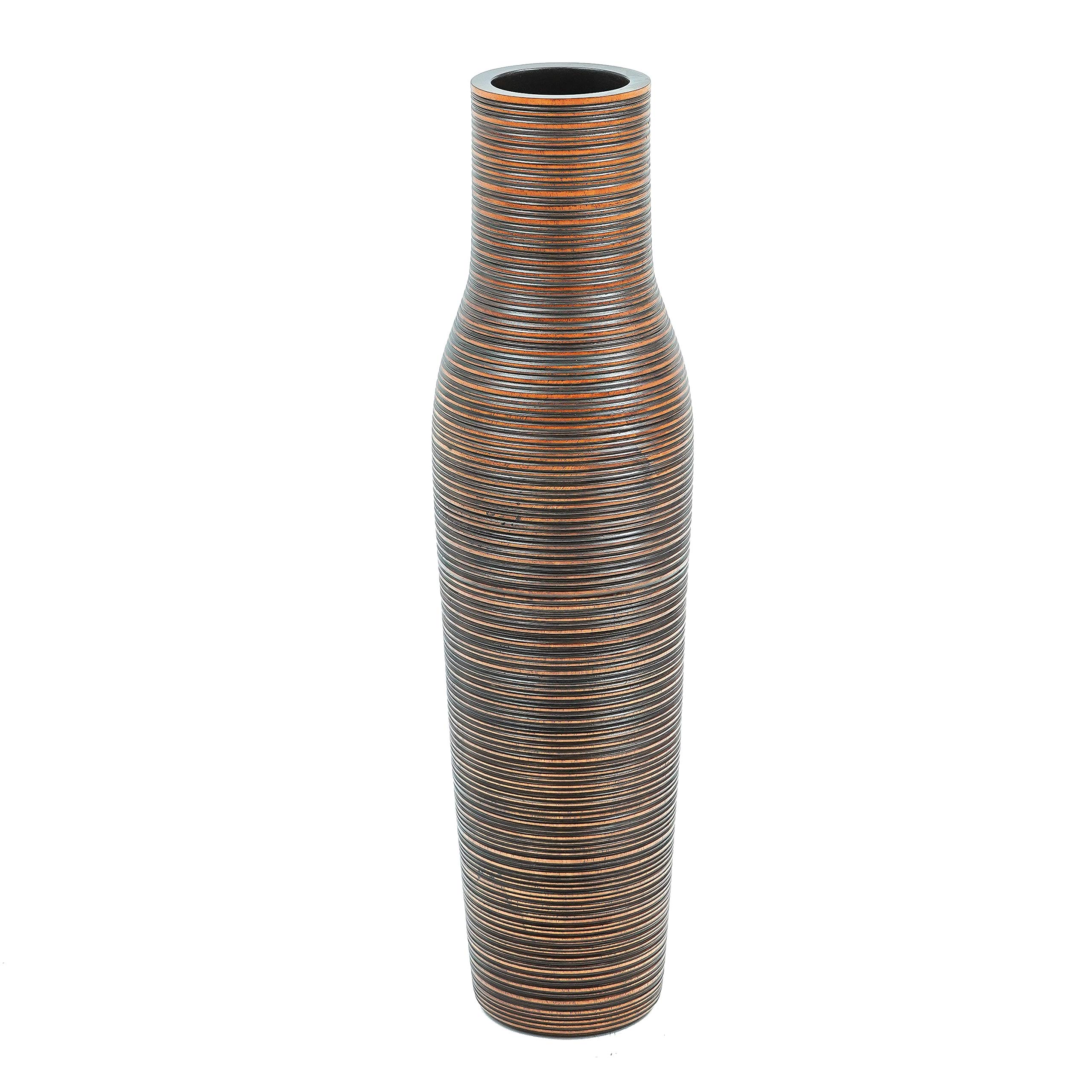LEEWADEE Large Floor Vase - 28 Inch Handmade Wooden Flower Vase for Decorative Branches & Dried Flowers, Rustic Brown Home Decor - Perfect for Living Room, Entryway, or Wedding Centerpiece Decorations
