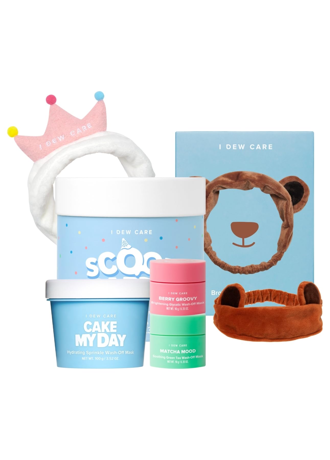 Wash-Off Face Mask with Adjustable Headband Set - Brown Bear Design, 1 Count Bundle for Spa Night & Self-Care Routine