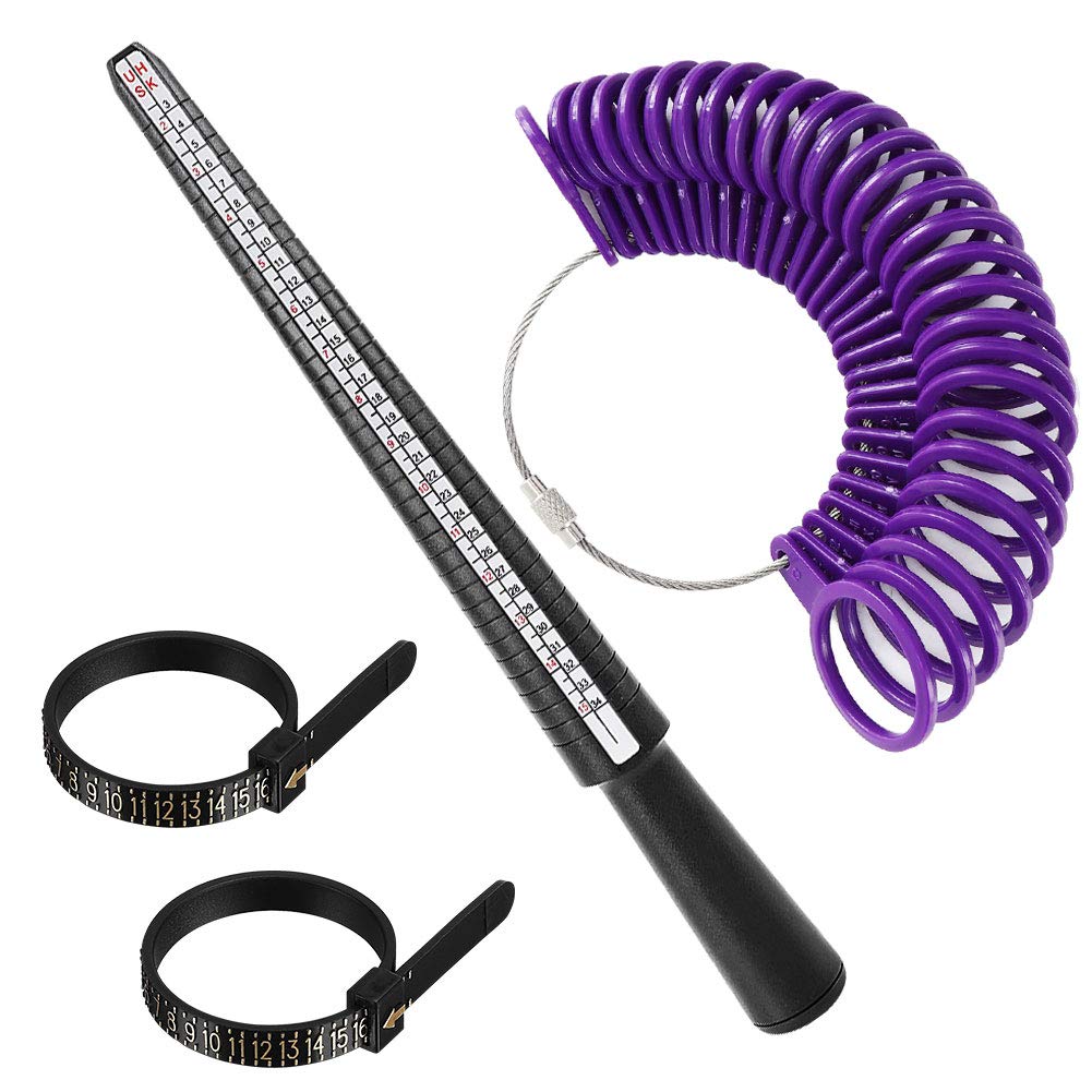 Accmor Ring Size Measuring Tool - Plastic Ring Mandrel & Sizer Gauge with 2 Finger Sizers, 4-Size Jewelry Stick for Jewelry Making - Perfect for Engagement Rings, Wedding Bands & DIY Jewelry Crafting