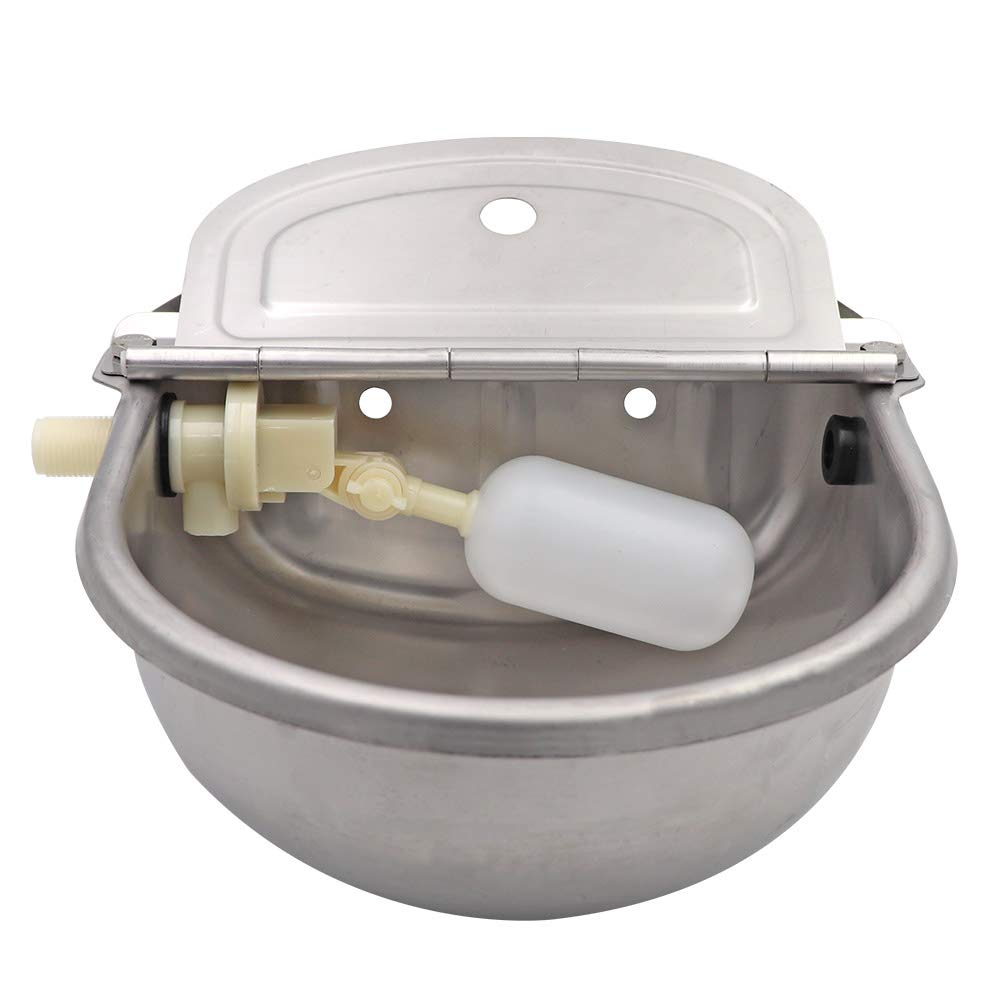 Automatic Stainless Steel Water Bowl with Float Valve - Livestock Water Trough for Dogs, Goats, Pigs - Durable Pet & Farm Animal Waterer for Outdoor, Barn, Pasture Use