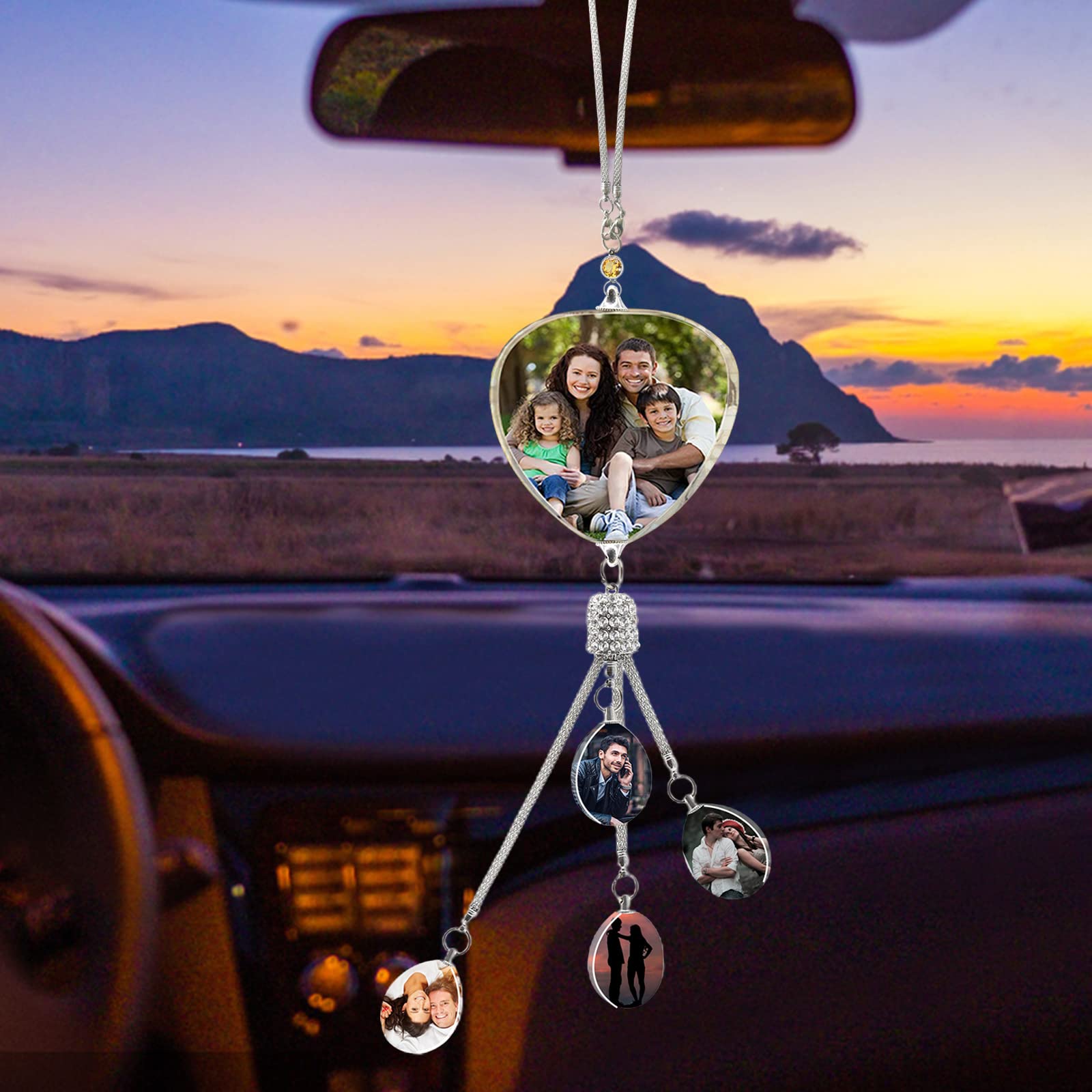 Custom Photo Crystal Car Pendant - Personalized Rearview Mirror Hanging Ornament with Your Picture - Perfect for Gifts, Commuting & Car Decor Accessories