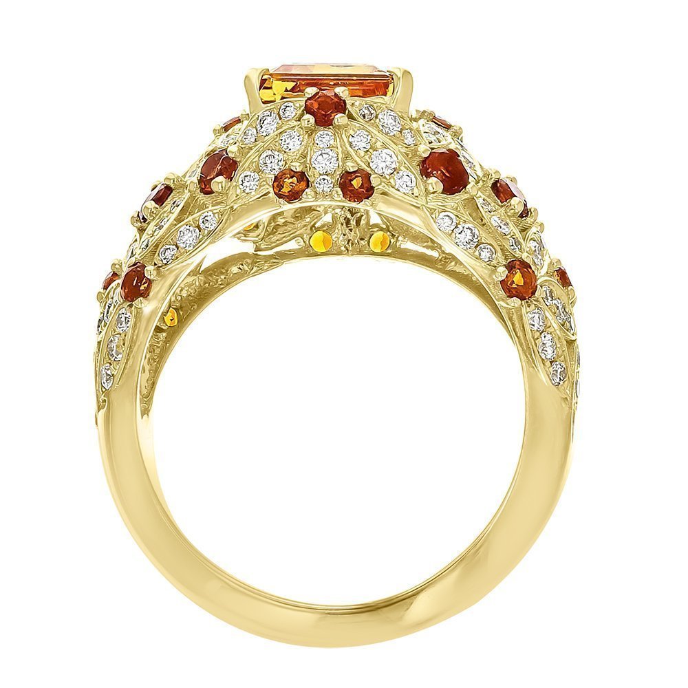 JULEVE Floral Ring with Topaz, Citrine & Diamonds - Elegant Jewelry for Women, Perfect for Weddings, Parties & Special Occasions