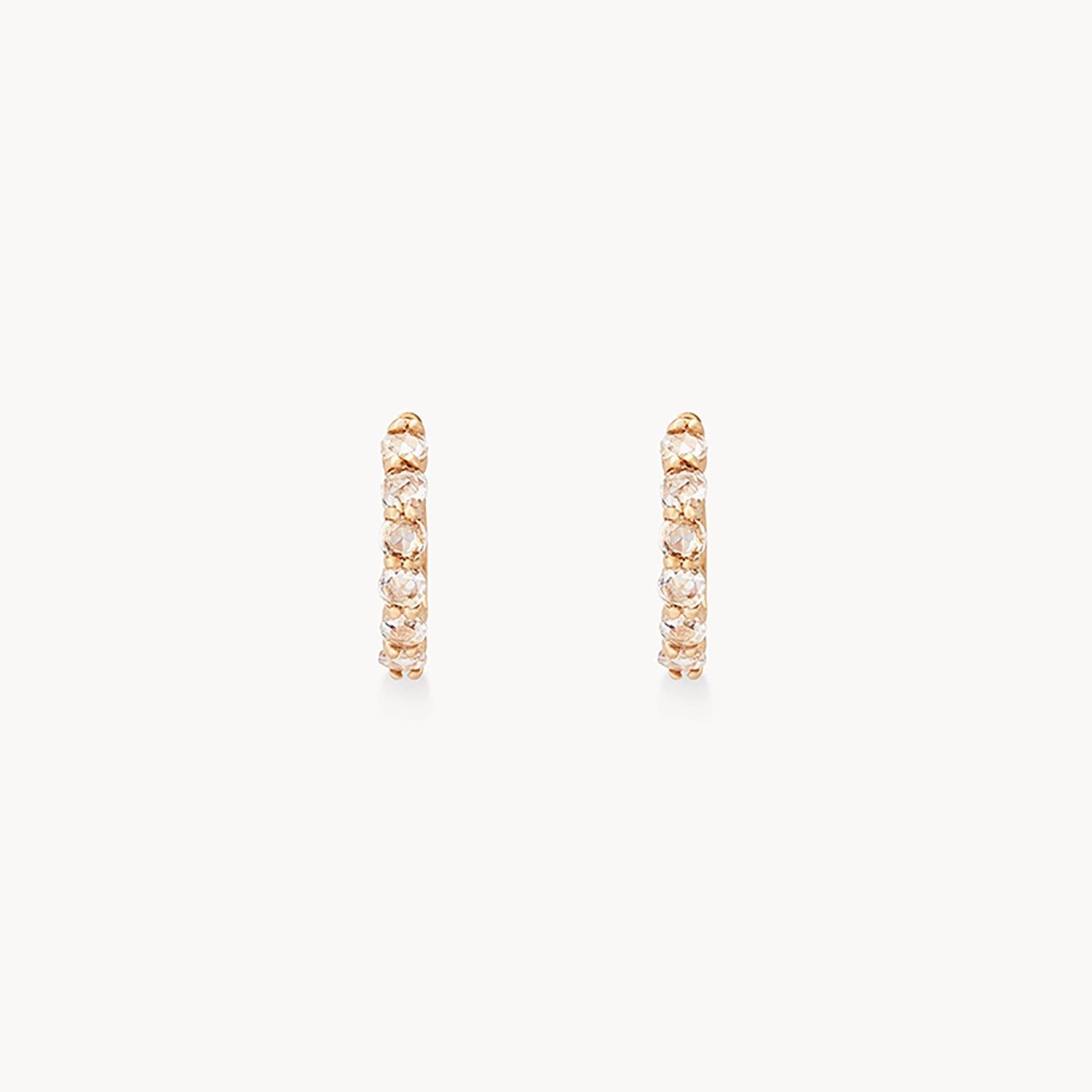 14K Yellow Gold Moonglade Hoop Earrings with Rose Cut Diamonds | Elegant Dainty Jewelry for Women | Perfect for Weddings, Parties & Everyday Wear