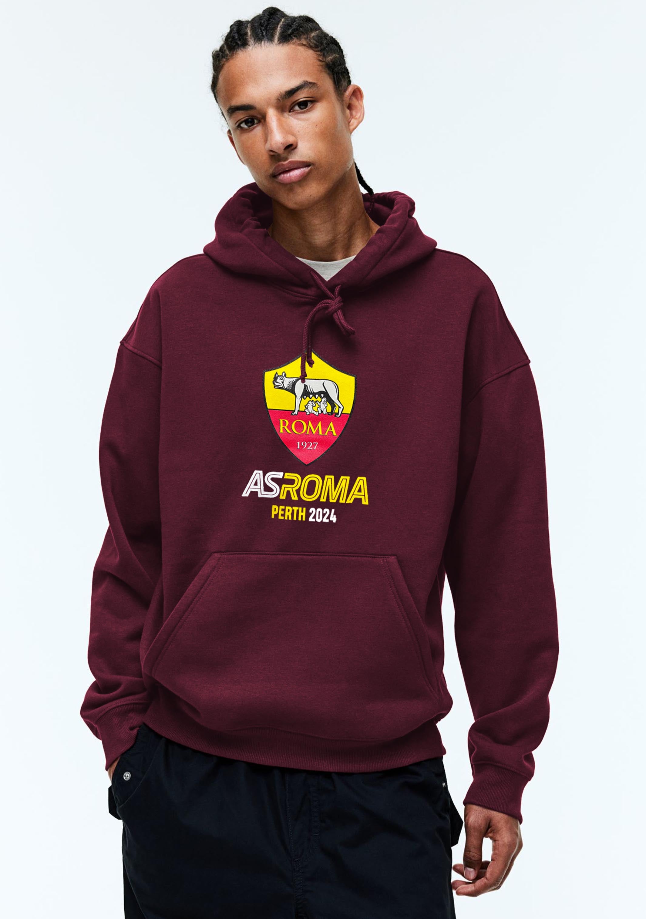 AS Roma Men's Perth Tour Hoodie - Official Football Fan Hooded Sweatshirt for Soccer Supporters | Perfect for Match Days, Casual Wear & Gifts