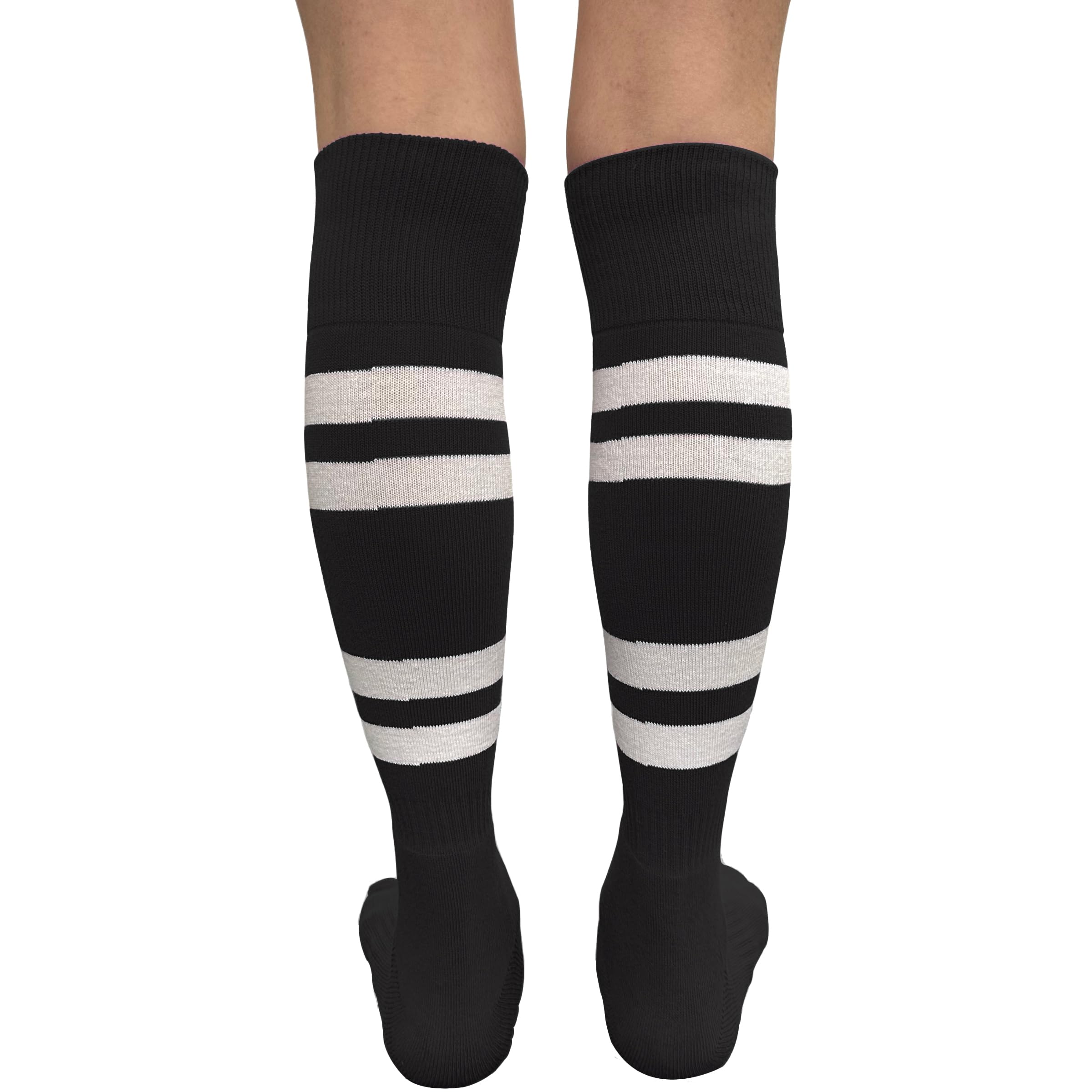COUVER White Striped Knee High Softball Socks - Breathable & Cushioned Sports Socks for Women & Men - Perfect for Baseball, Softball, Running & Athletic Performance