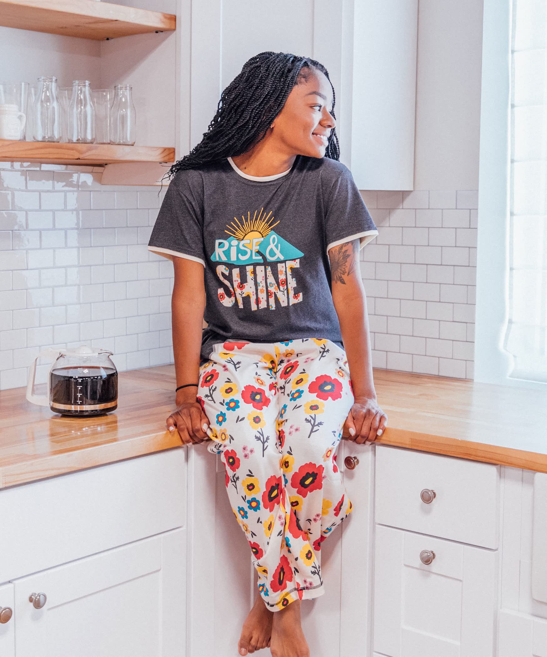 Lazy One Women's Short Sleeve Pajama Set - Cute Printed Sleepwear, Soft & Comfortable Relaxed Fit Pjs for Lounge, Sleep & Relaxation at Home