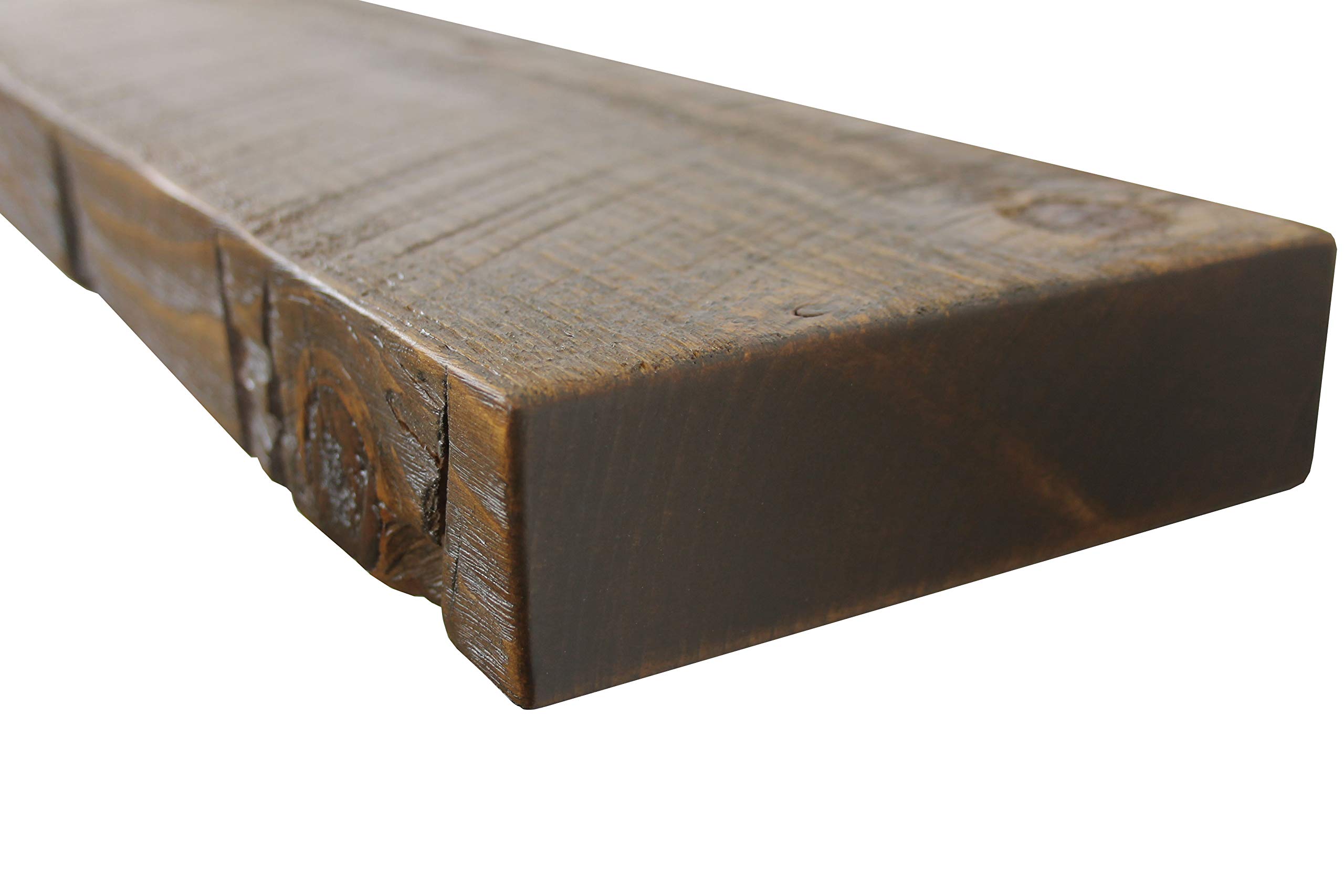 Joel's Antiques 42 Inch Floating Shelves for Wall - Natural Wood Wall Mounted Shelves with Easy Installation | Heavy Duty Rustic Bookshelves for Bathroom, Kitchen, Living Room Decor | Medium Brown 42x7x2 Inches | Perfect for Home Office, Bedroom Storage & Displaying Collectibles