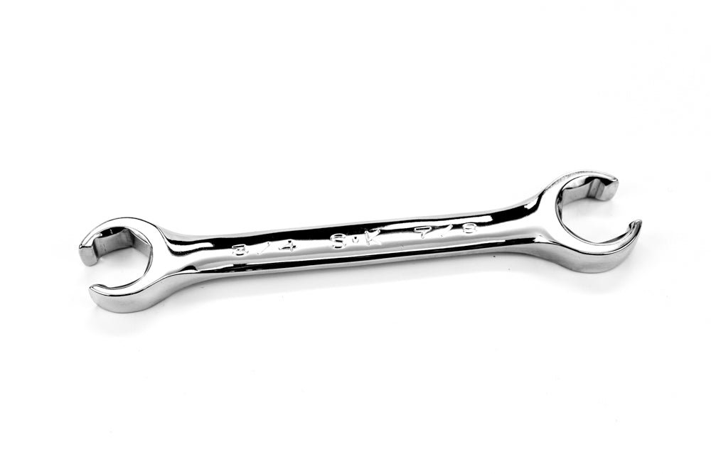 3/4 x 7/8 Fractional Regular Flare Nut Chrome Wrench - Professional Automotive & Plumbing Tool for Tightening Fuel Line and Brake Line Fittings
