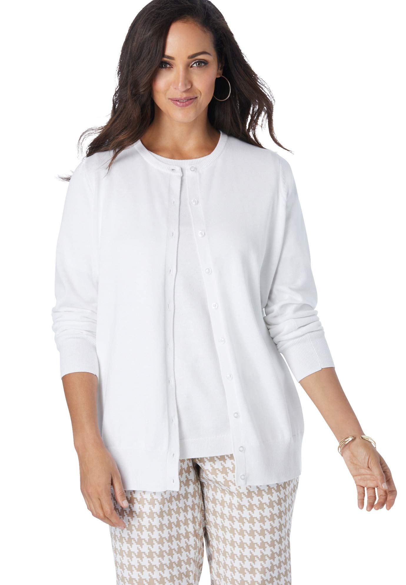 Jessica London Women's Plus Size Fine Gauge Cardigan Sweater - Soft Lightweight Knit Open Front Long Sleeve Wrap Cover Up for Work, Office & Casual Outfits