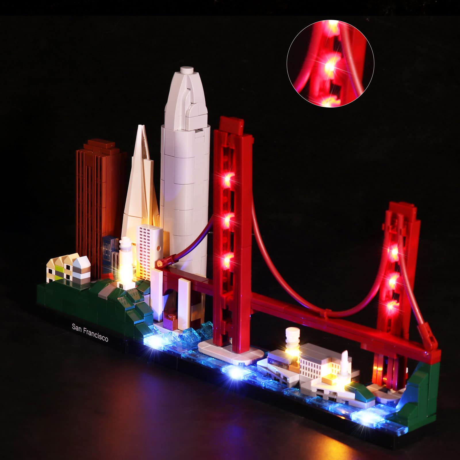 Bourvill LED Lights Kit for Lego Architecture San Francisco 21043 - Compatible with Lego Building Blocks - Classic Version (Lights Only) - Perfect for Home Decoration, Gift Giving, and Lego Display Enhancement