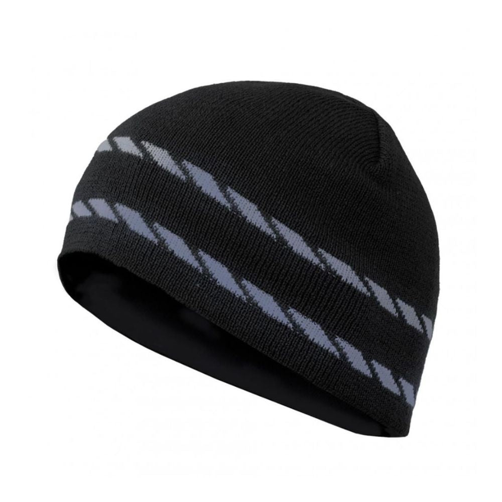 Reversible Beanie Hat for Men & Women - Black & Grey Winter Knit Skull Cap - Warm & Stylish for Outdoor Activities, Hiking, and Casual Wear