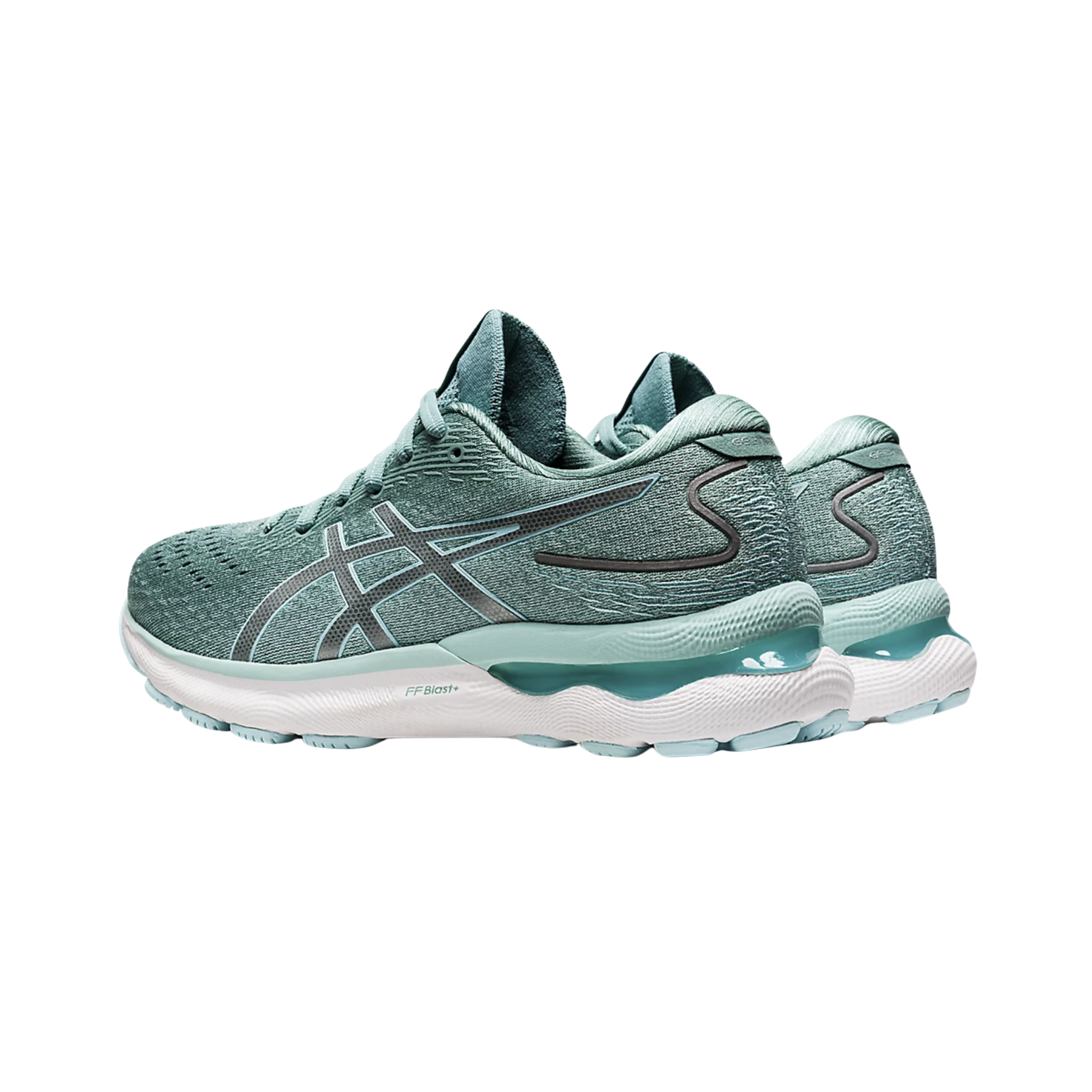 ASICS Women's Gel-Nimbus 24 Running Shoes - Sage/Clear Blue (B Width) - Lightweight Cushioned Sneakers for Long-Distance Running & Gym Workouts