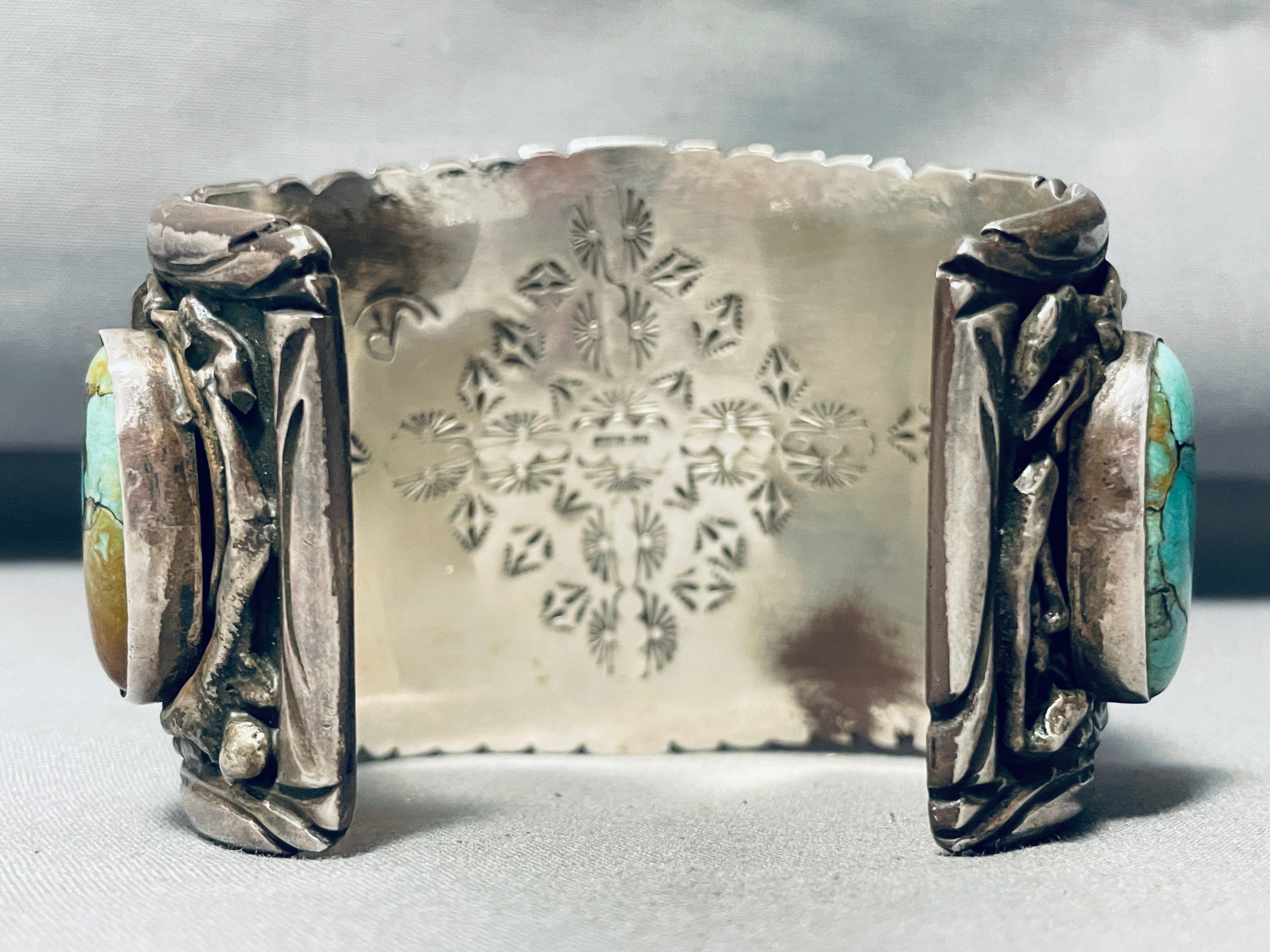 Vintage Navajo Spiderweb Turquoise Sterling Silver Bracelet - 174g Handmade Native American Jewelry for Women & Men | Perfect for Boho Fashion, Gift Giving & Special Occasions