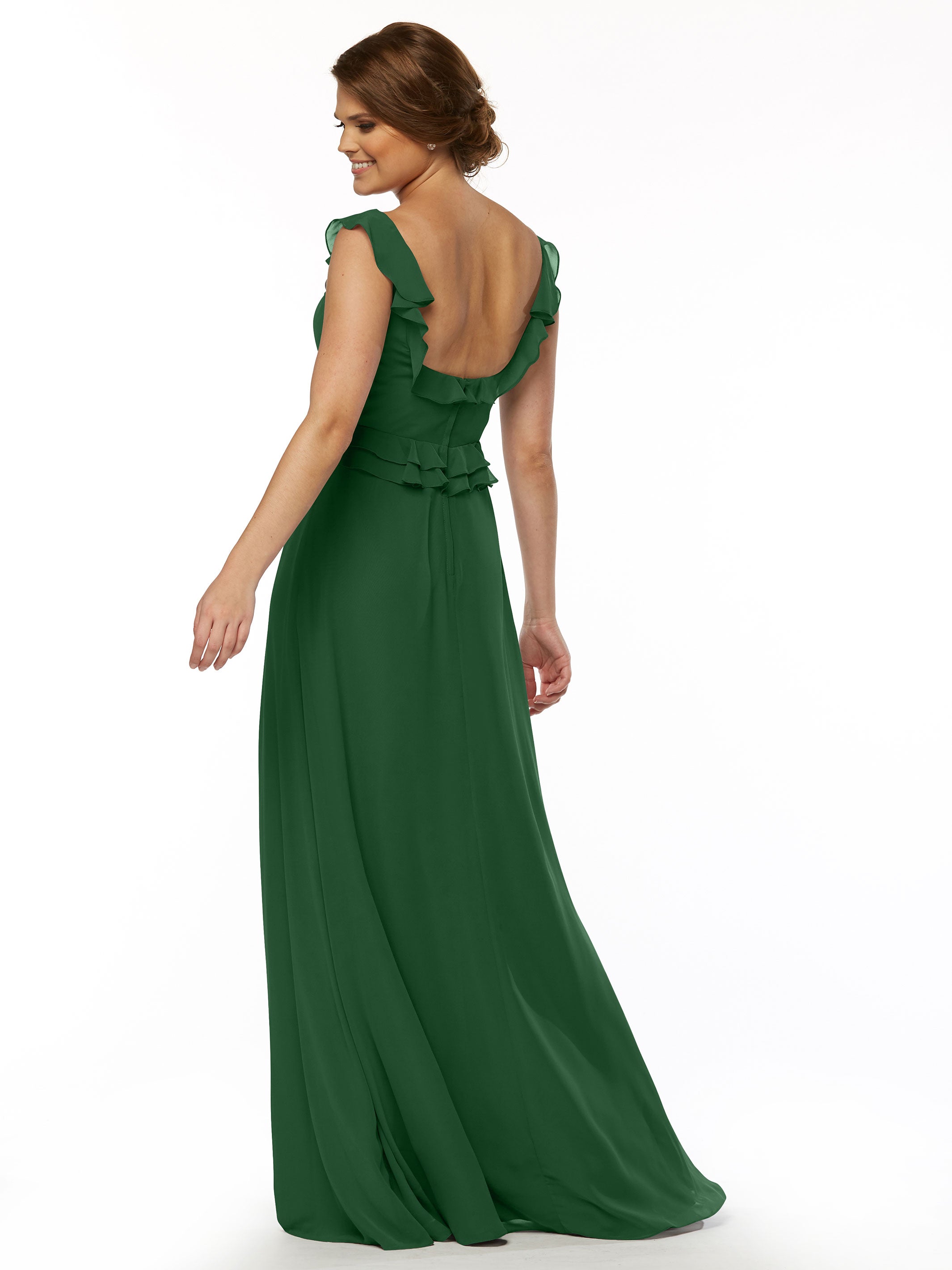 Elegant Off-the-Shoulder Chiffon Bridesmaid Dress with Ruffled Bodice - A-Line Flowy Wedding Party Gown for Formal Events, Prom & Special Occasions
