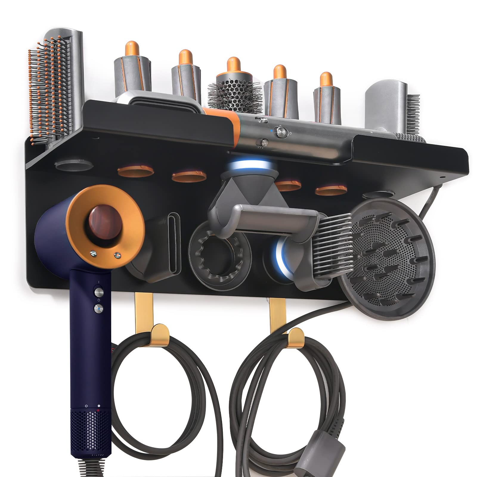 Dyson Airwrap & Hair Dryer Holder - 2-in-1 Upgraded Organizer for 5 Dyson Attachments | Perfect for Salon, Bathroom & Travel Storage | Hair Styling Tool Accessories