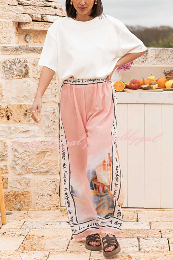 Stylish Printed Elastic Waist Wide Leg Pants for Women - Comfortable Vacation & Casual Wear - Perfect for Beach, Travel, and Everyday Outfits