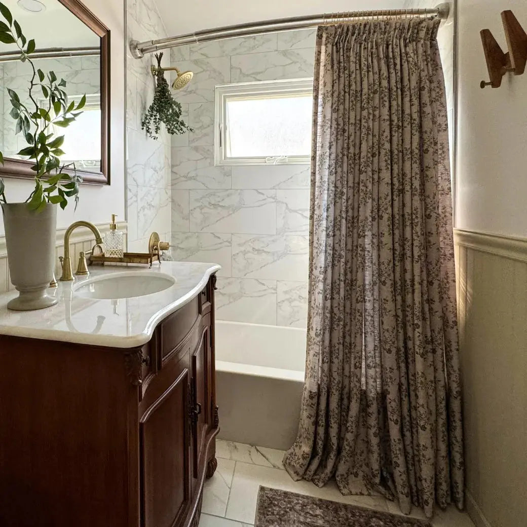 Elegant Sara Le Print Linen Drapery Pleated Curtains - Soft Textured Window Treatments for Living Room & Bedroom Decor