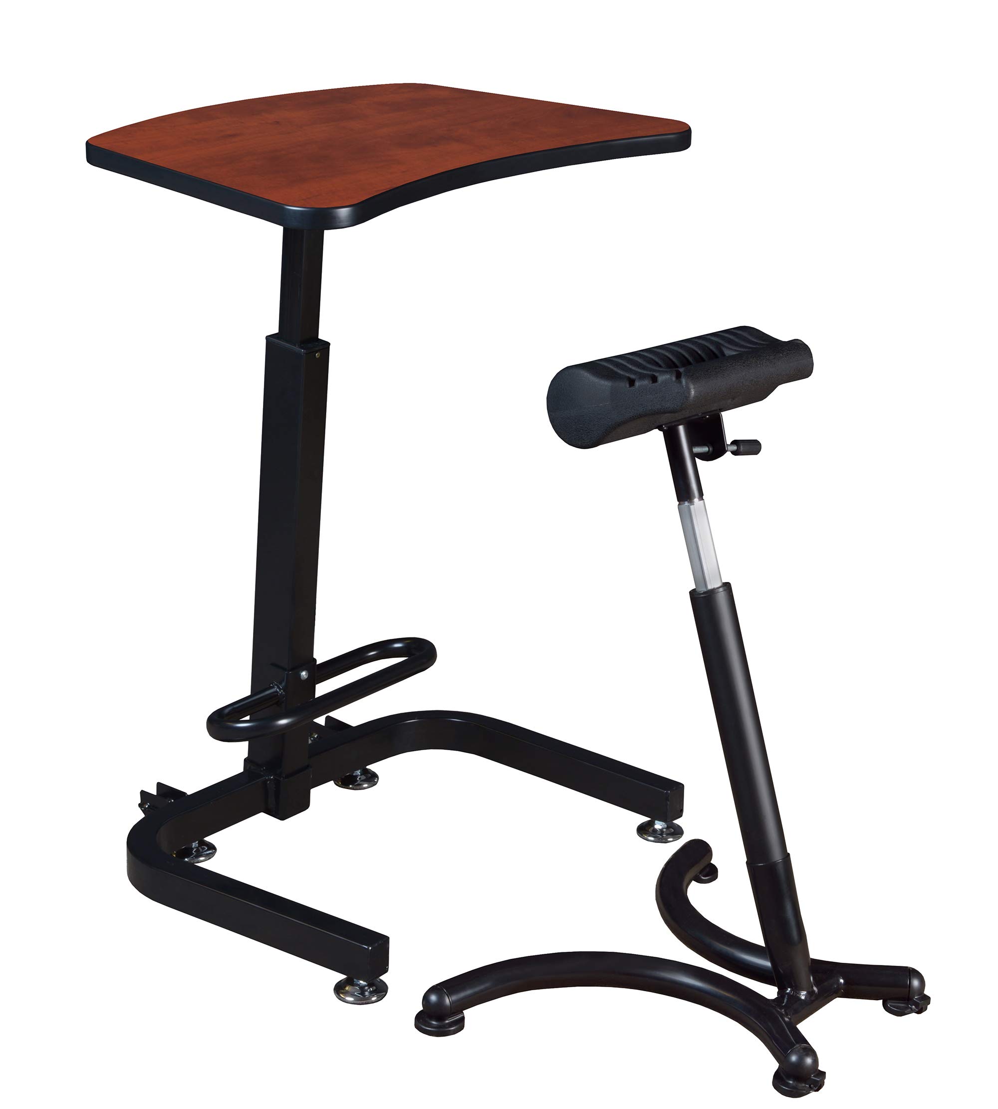 Regency Brody Adjustable Height Sit Stand Desk - Cherry Wood Home Office Desk for Work from Home & Ergonomic Workspace Setup