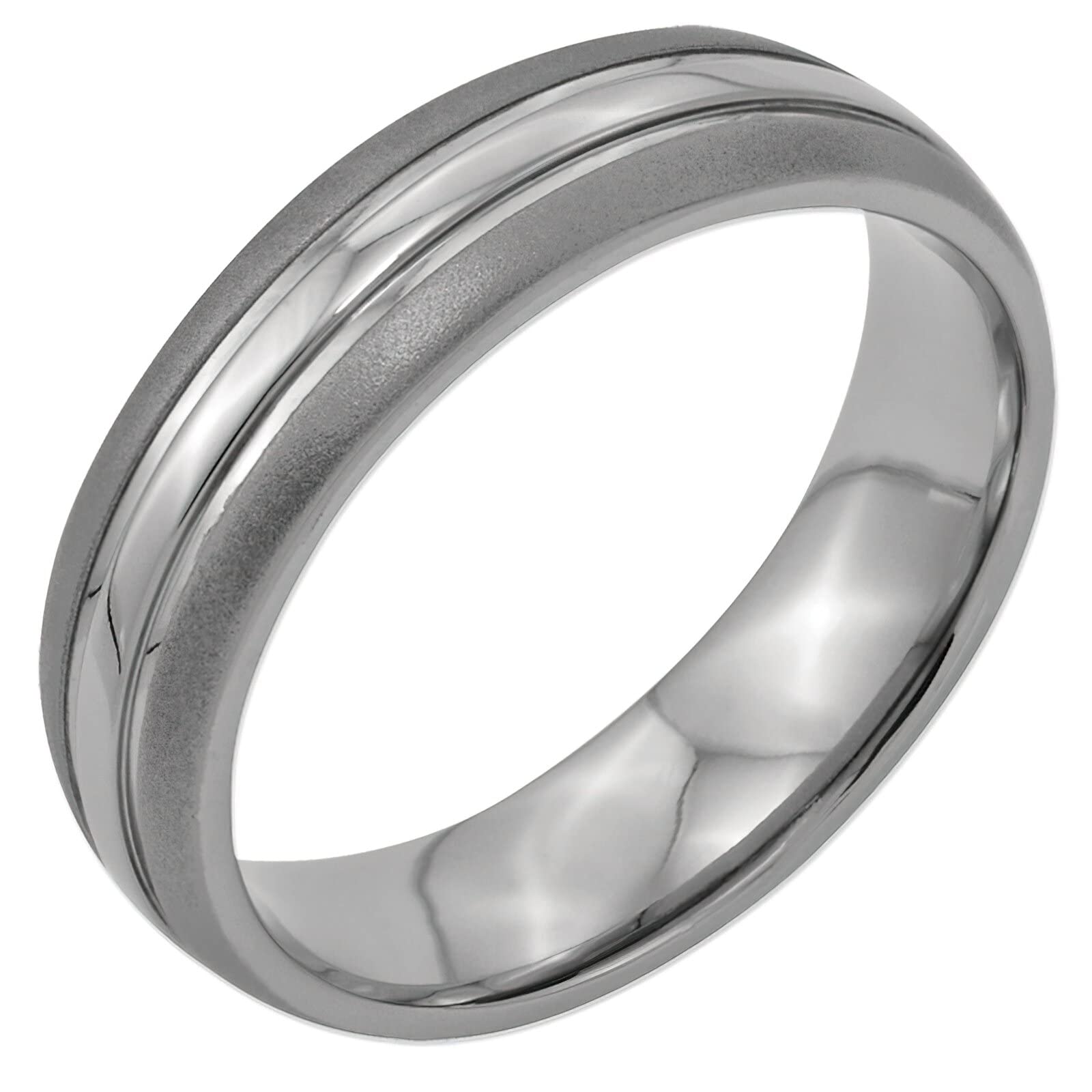 6mm Titanium Grooved Men's Wedding Ring Band - Size 11 - Durable & Comfortable for Everyday Wear, Anniversary Gifts & Special Occasions