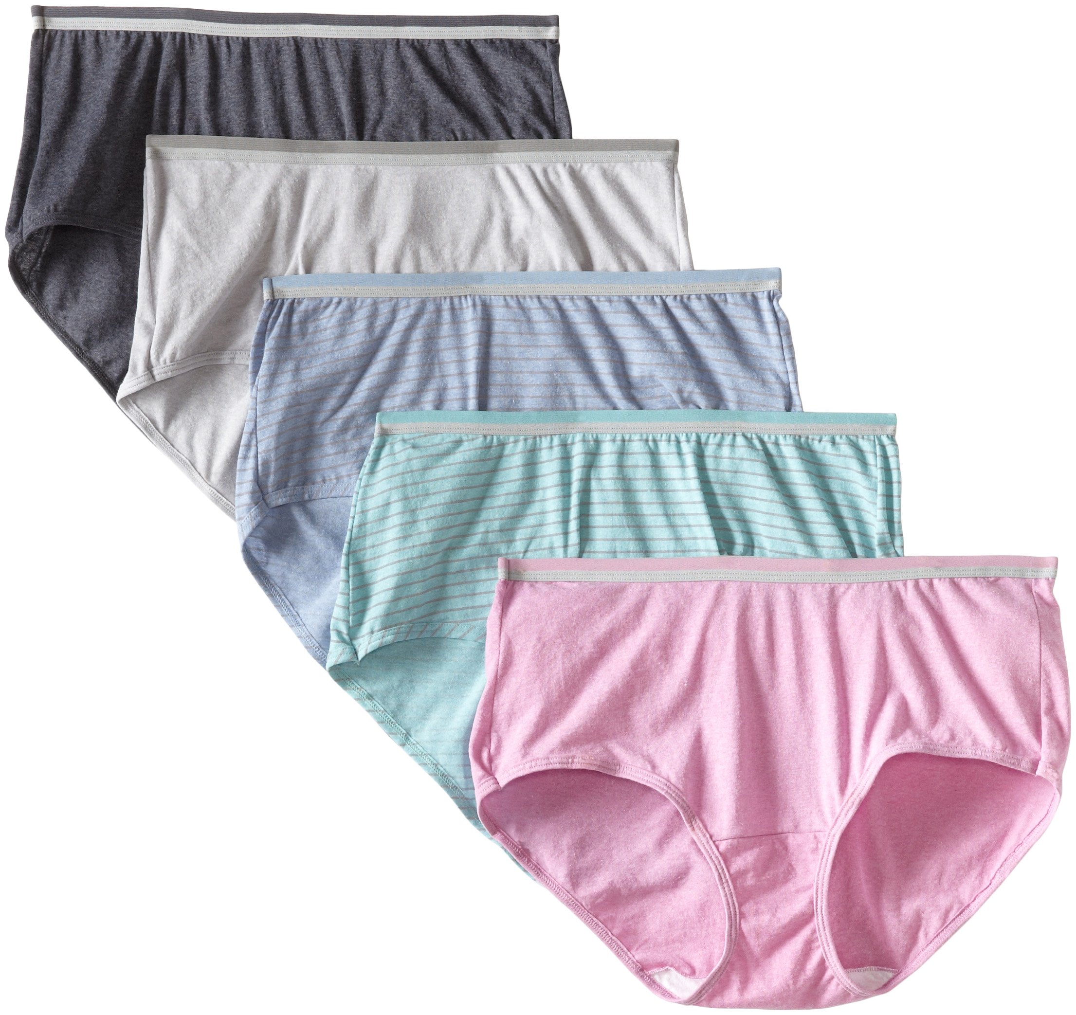 Fruit of the Loom Women's Plus Size Cotton Underwear 5-Pack - Soft Breathable Brief Panties for Everyday Comfort, Workout & Sleep