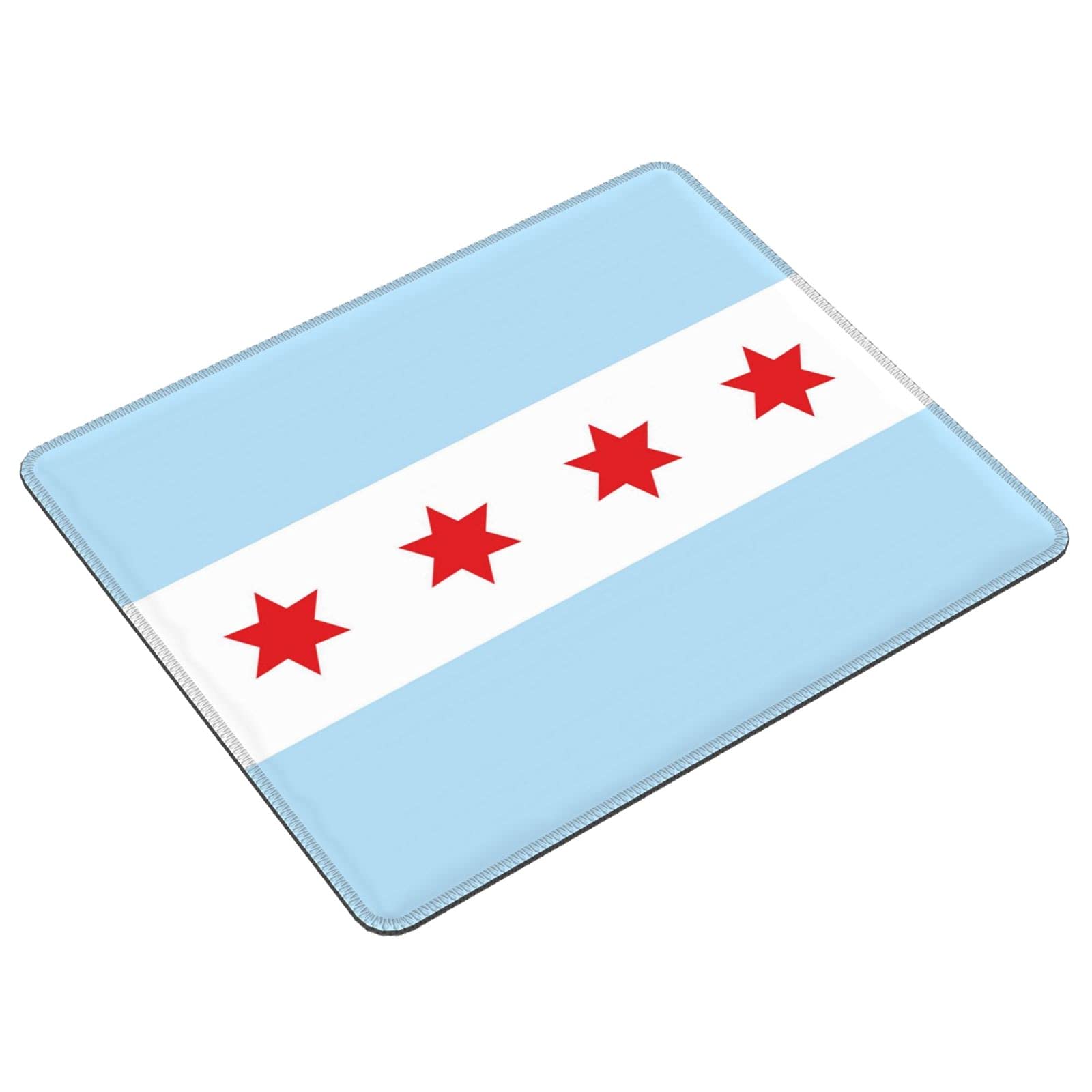 Chicago Flag Gaming Mouse Pad - Non-Slip Rubber Base & Stitched Edge - 7