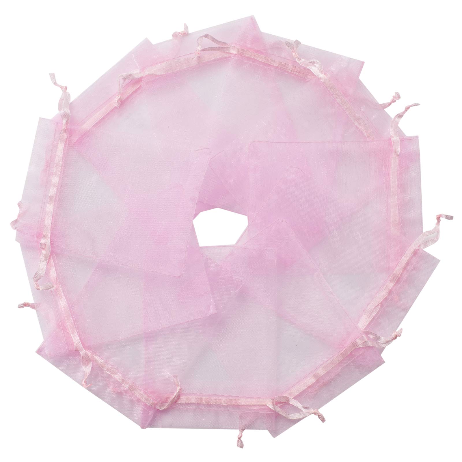 100-Piece 4x6 Inch Pink Organza Gift Bags - Elegant Wedding Party Favors, Jewelry & Soap Sachets for Bridal Showers, Baby Showers & Birthday Celebrations | Reusable Mesh Favor Pouches for Gifts & Decorations