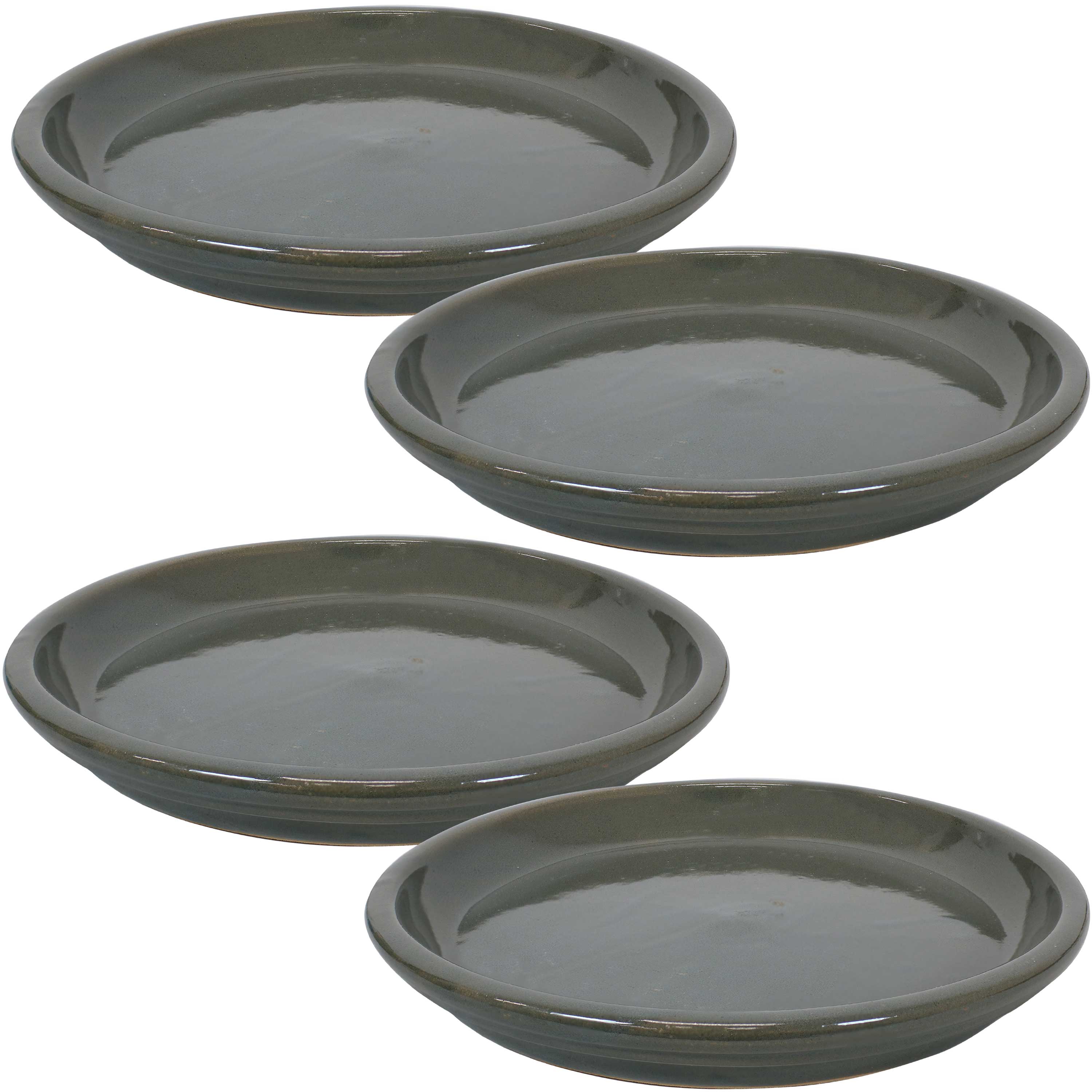 Sunnydaze 4-Pack Glazed Ceramic Plant Saucers for Indoor & Outdoor Potted Plants – Perfect for Home, Garden, and Patio Decor