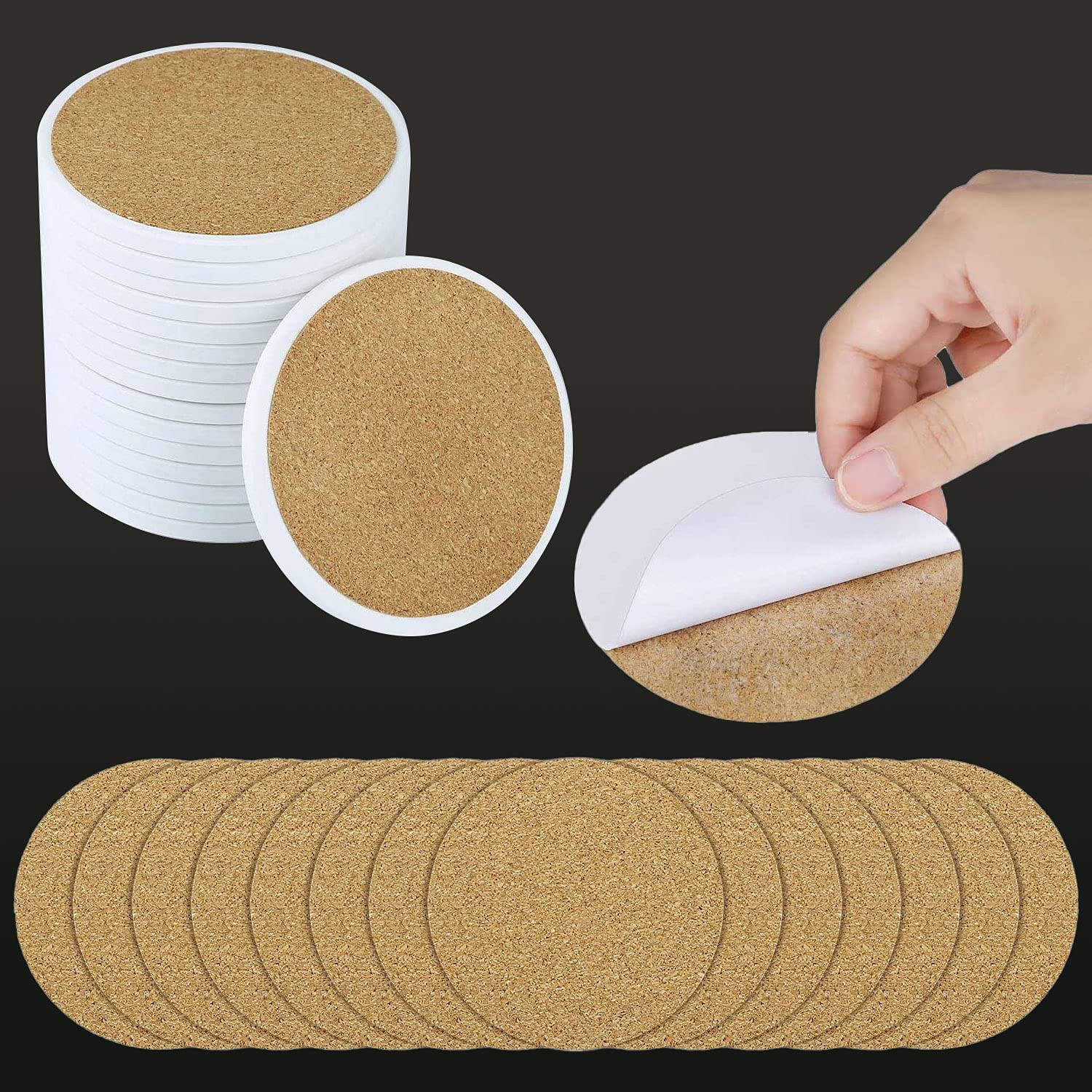 144PCS Sublimation Cup Coasters Blanks - 4.05 Inch Round Ceramic Tiles with Cork Backing Pads for Heat Press Transfer - Perfect for DIY Crafts, Home Decor & Personalized Gifts