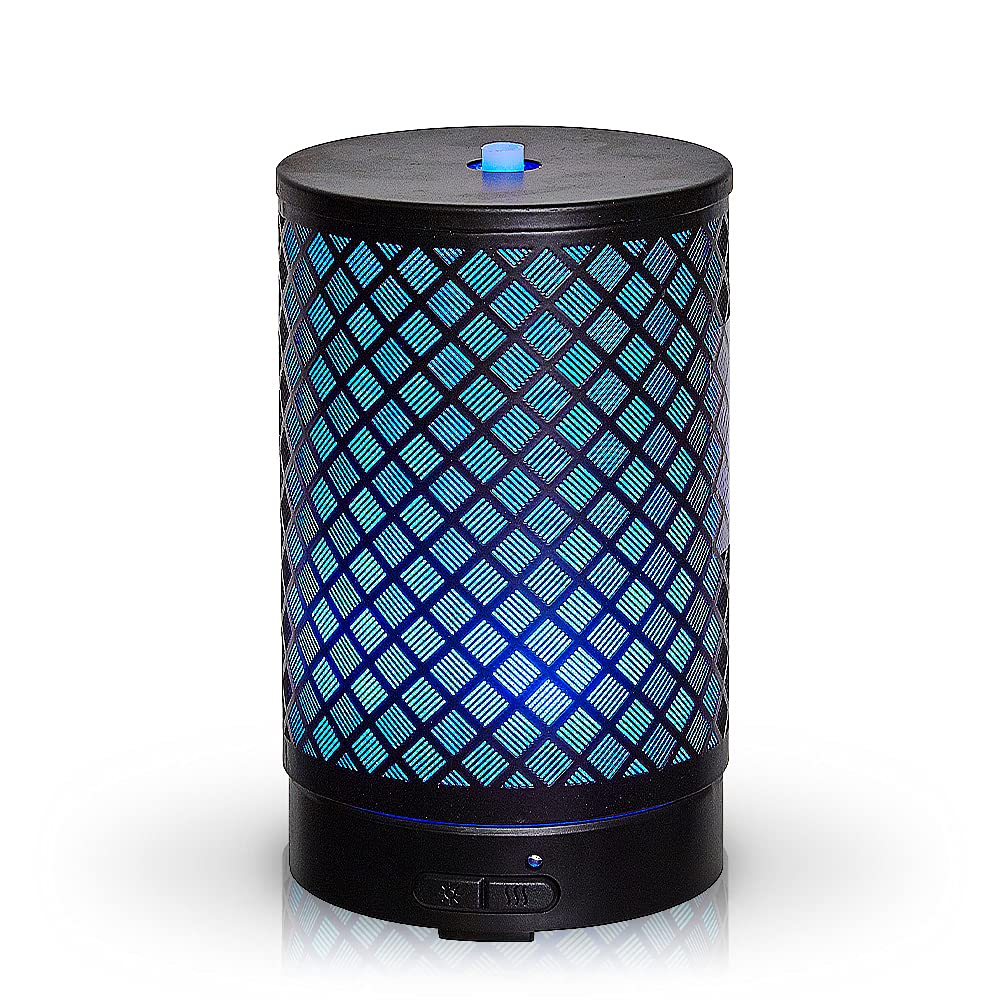 AROMAR Essential Ultrasonic Oil Diffuser - Cool Mist Humidifier & Aromatherapy Diffuser with Auto Shut-Off, 7 Color LED Lights - Black Rhomboid Design for Home, Office, Yoga Studio and Spa Relaxation