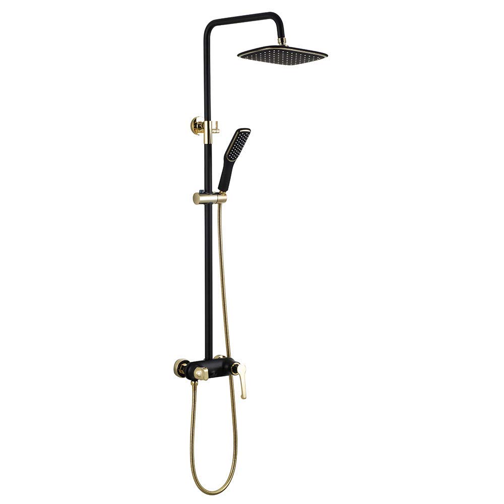 LUNEZY Black Wall Mounted Waterfall Shower Faucet Set - Bathroom Shower Head & Bath Faucet System for Modern Luxury Showers | Perfect for Spa-Like Bathroom Upgrades and Relaxing Rainfall Experience