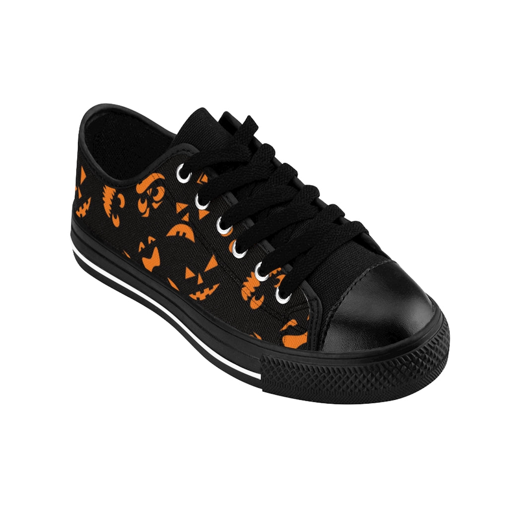 Spooky Faces Lace-Up Sneakers for Women - Halloween Themed Casual Shoes for Costume Parties & Everyday Wear