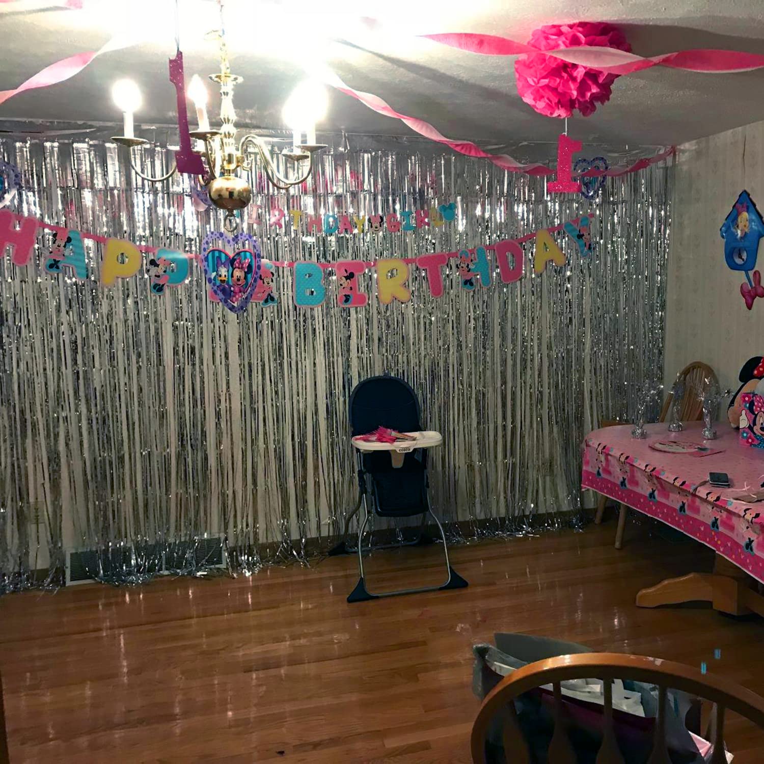 10 Pack Silver Foil Curtains - Metallic Tinsel Photo Booth Backdrop for Wedding, Birthday, Bridal Shower & Baby Celebration | Party Decorations & Disco Favor | Perfect for Indoor Events, Festive Gatherings & Social Media Photos