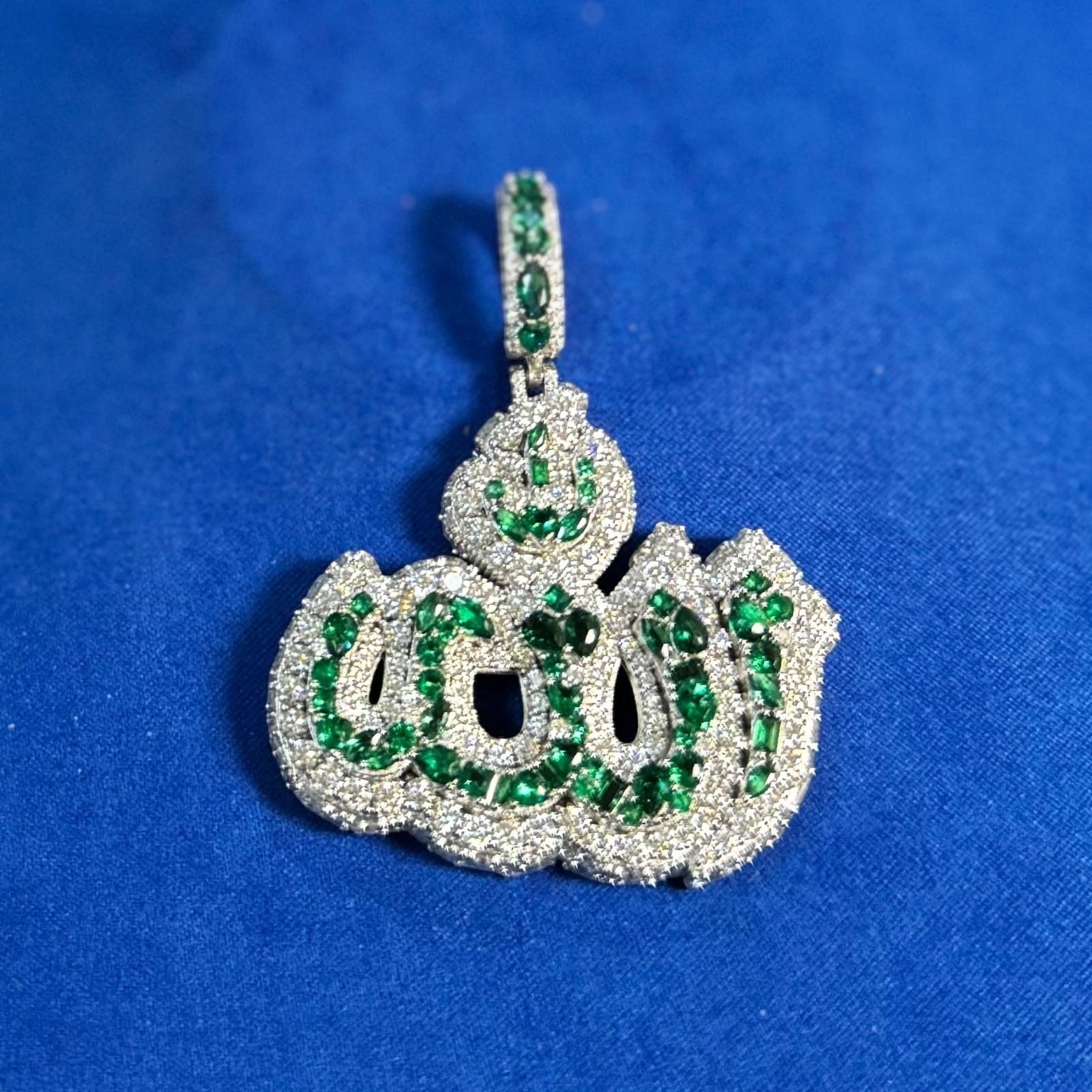 Moissanite Allah Pendant Necklace - 925 Sterling Silver Islamic Jewelry for Men & Women - Perfect for Eid, Ramadan Gifts & Daily Wear