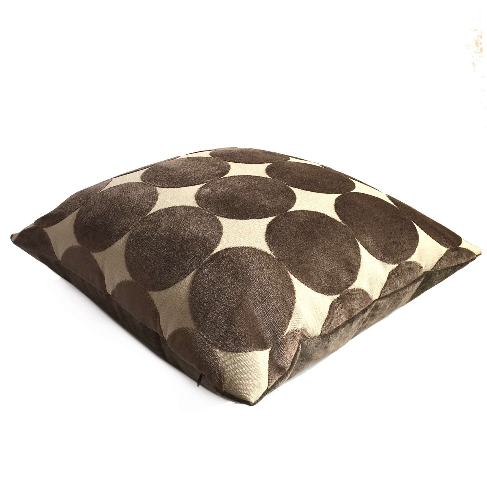 Robert Allen Plush Dotscape Velvet Pillow Cover - Brown Beige Circles Design, Soft Decorative Throw Pillow Case for Sofa, Bed, Couch - Home Decor Accent