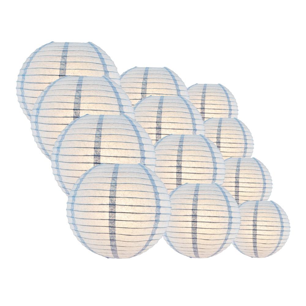 12-Piece Serenity Blue Paper Lantern Set - Chinese Hanging Decorations for Weddings & Parties (12/10/8 Inch) - Perfect for Indoor/Outdoor Events, Home Decor & Festival Celebrations