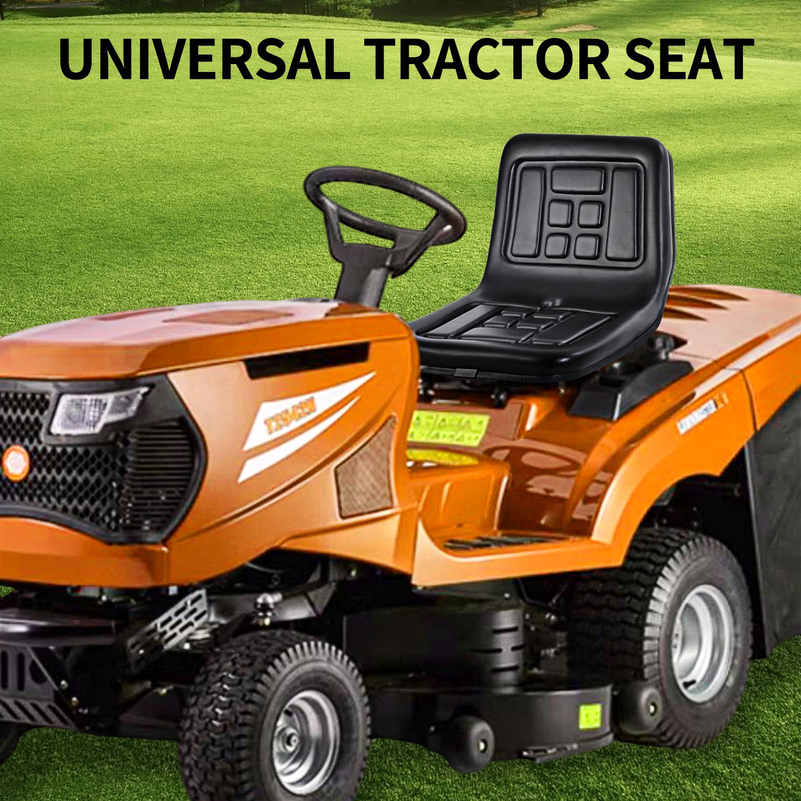 Heavy Duty Universal Tractor Seat Replacement - PVC Forklift & Lawn Mower Seat with Slide Mechanism - Perfect for Tractors, Forklifts, Excavators & Agricultural Equipment
