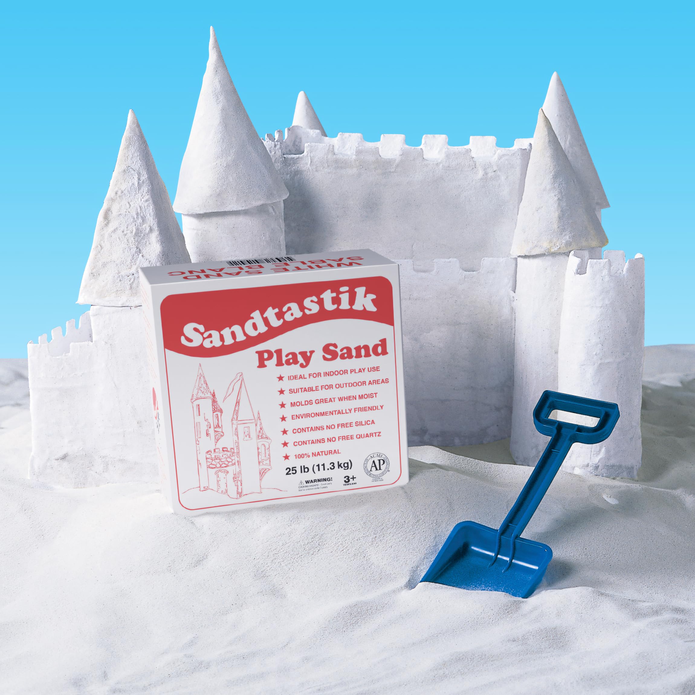 Premium Non-Toxic Sparkling White Play Sand - 25 lb (11.3 kg) for Kids Sensory Play | Safe for Sandboxes, Sensory Tables & Water Tables | Moldable & Easy to Scoop | Perfect for Indoor & Outdoor Play Activities