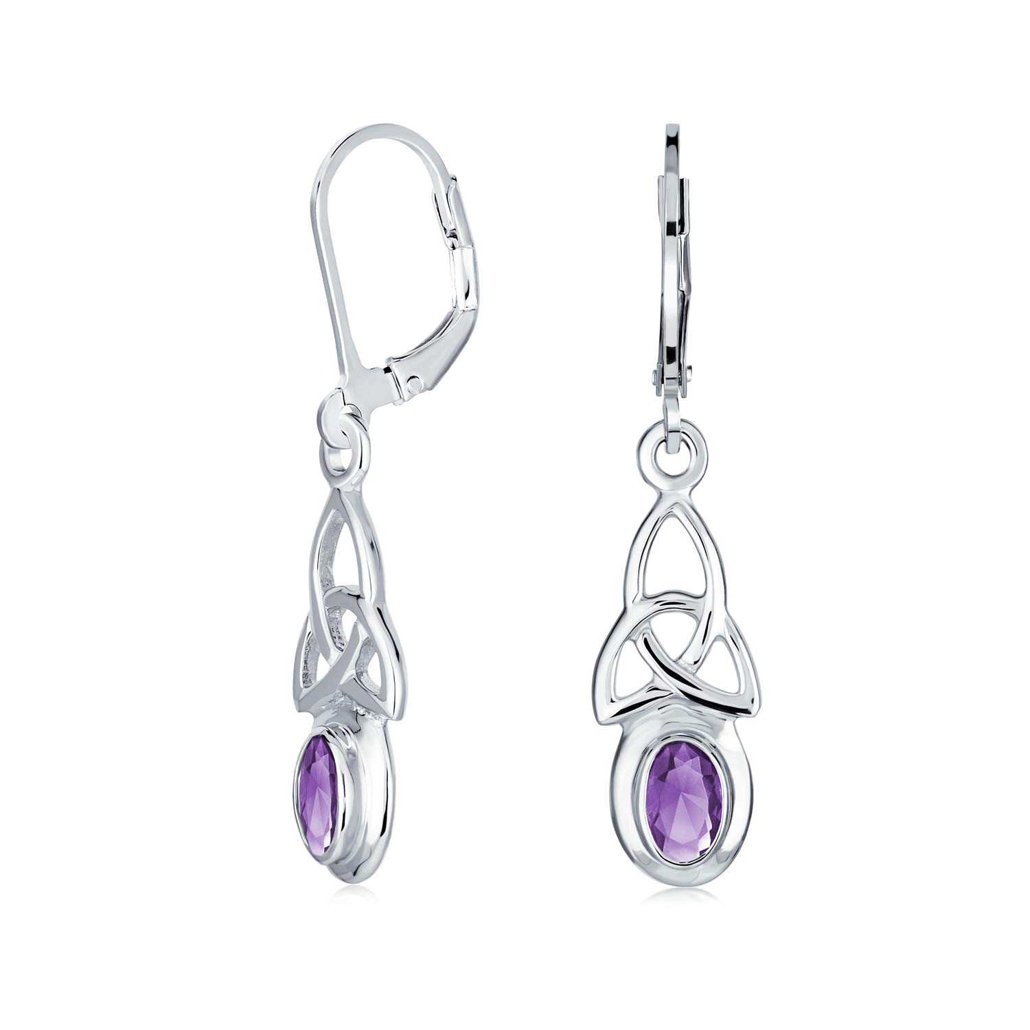 Celtic Love Knot Earrings with Gemstone for Women | Sterling Silver Lever Back | Western Jewelry