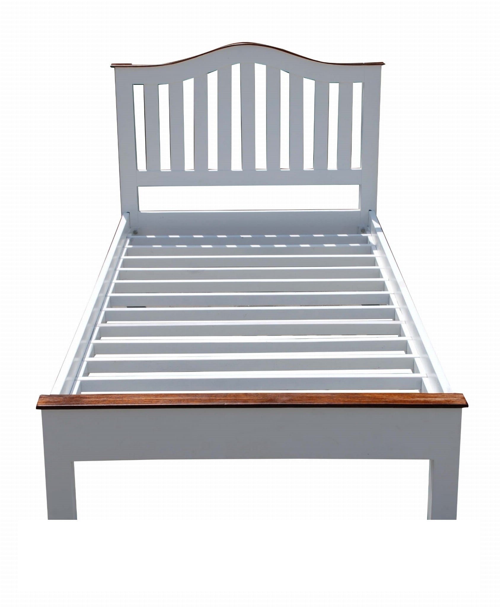 French White Wooden Single Bed Frame - Minimalist Solid Wood Bed for Kids, Teens & Guest Rooms - Perfect for Small Spaces & Cozy Bedrooms