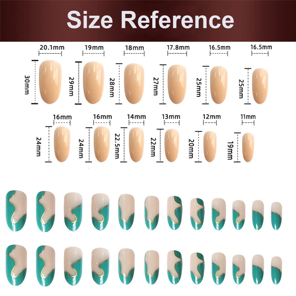 24Pcs Long Coffin Press on Nails - Glossy Ballerina Fake Nails with Lines Design, Full Cover Clip on Nails for Women & Girls | Perfect for Parties, Weddings & Daily Wear