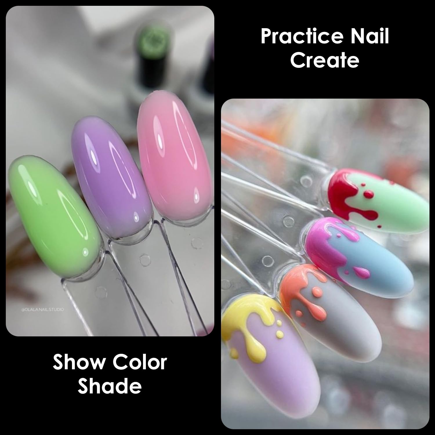 BORNBYME 100pcs Clear Nail Polish Swatch Sticks - Medium Oval Nail Art Practice Tips for Gel Polish Color Display | Perfect for Salon Professionals, DIY Nail Artists & Nail Polish Swatching