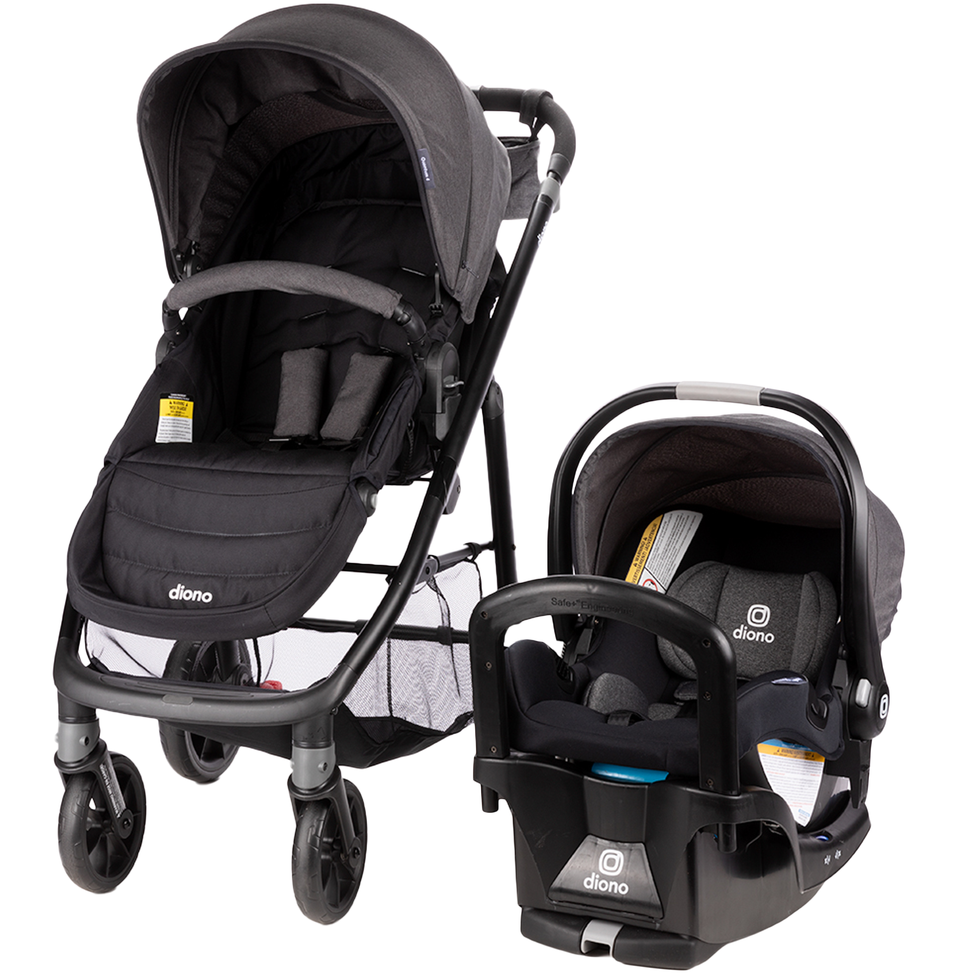 Diono Quantum 4-in-1 Convertible Car Seat, Stroller & Booster Travel System - Gray Slate | Safe for Infants to Toddlers | Perfect for Air Travel & Road Trips